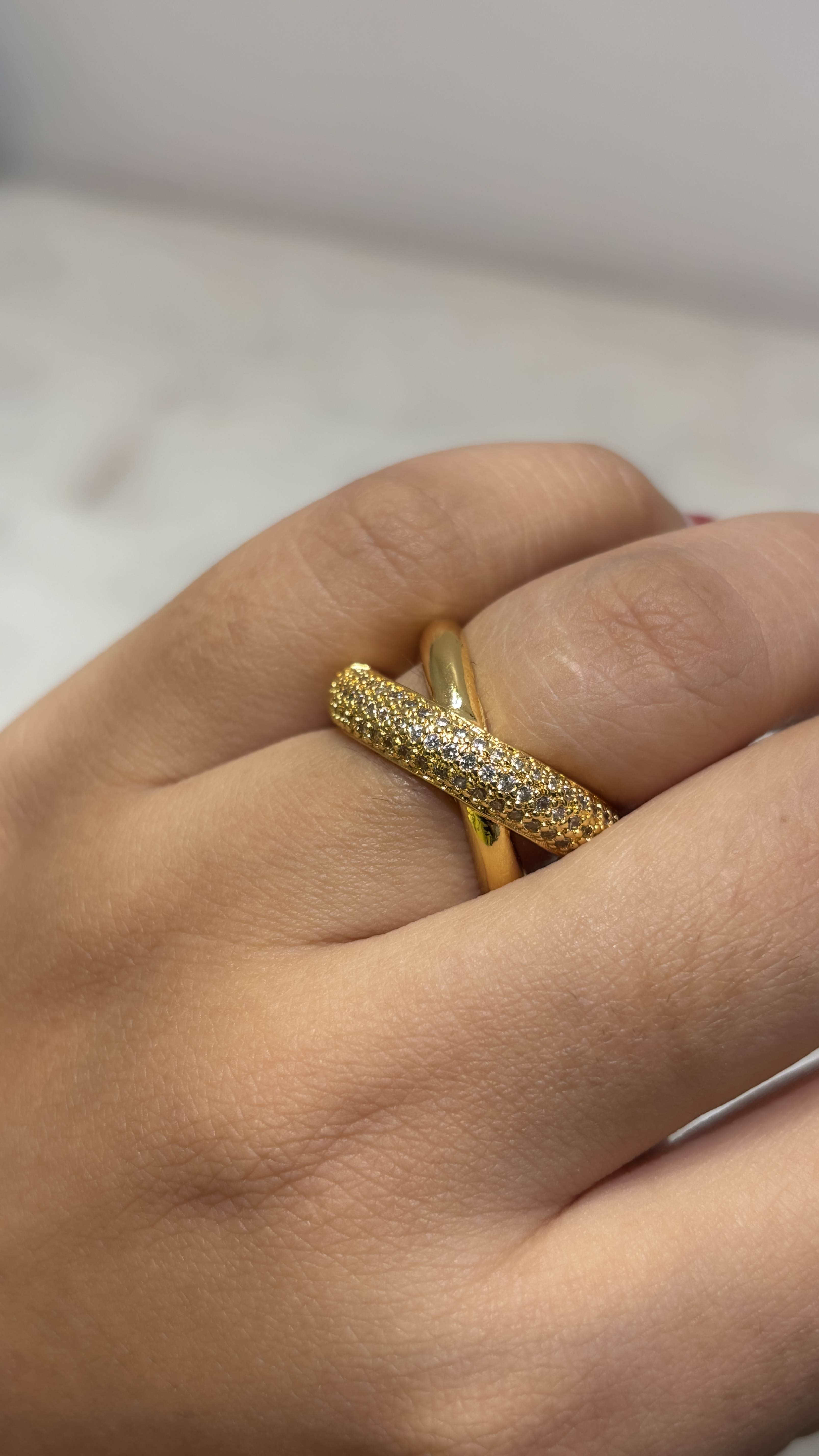 Gold Crossover adjustable Ring