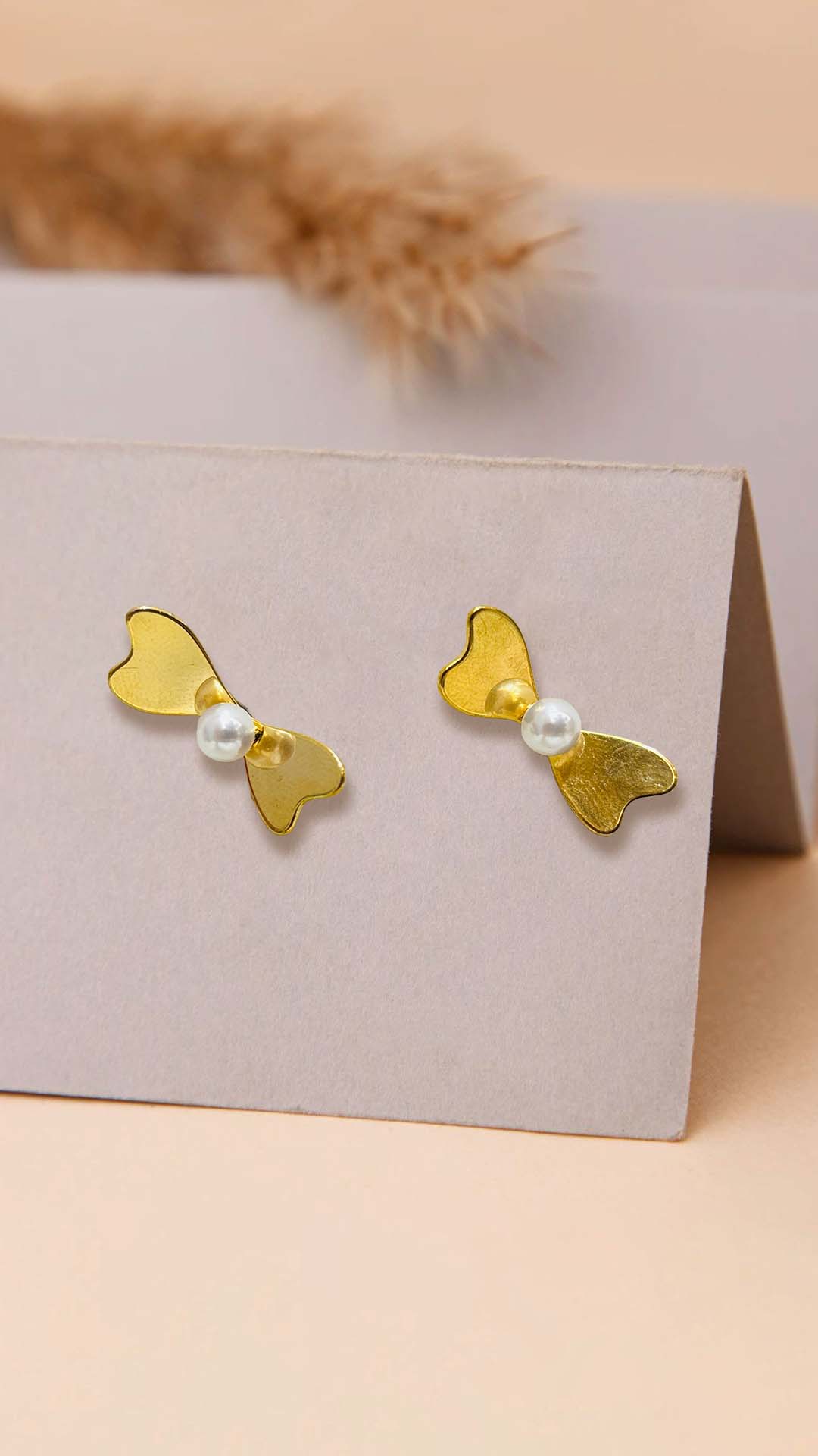 Gold Bow 2 in Drop Earrings