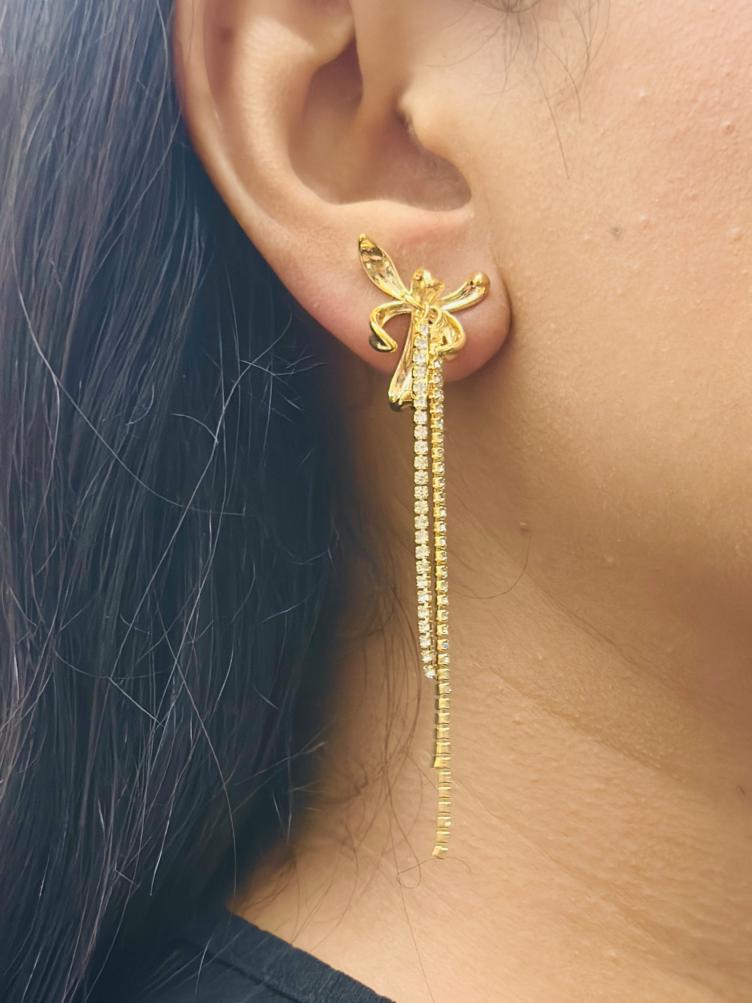 Golden Floral Dangle Earrings