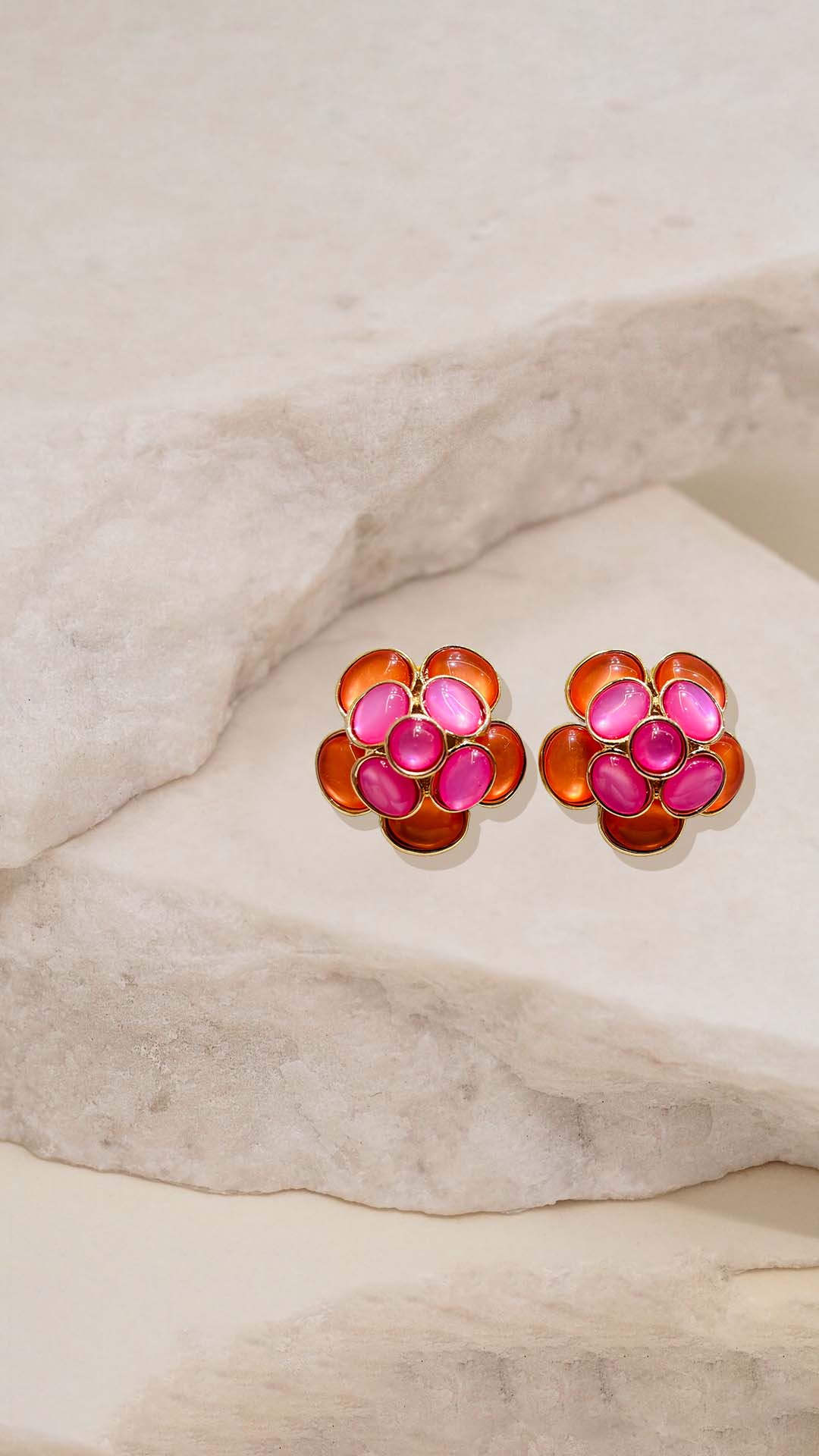 Pink Flower Stud Earrings