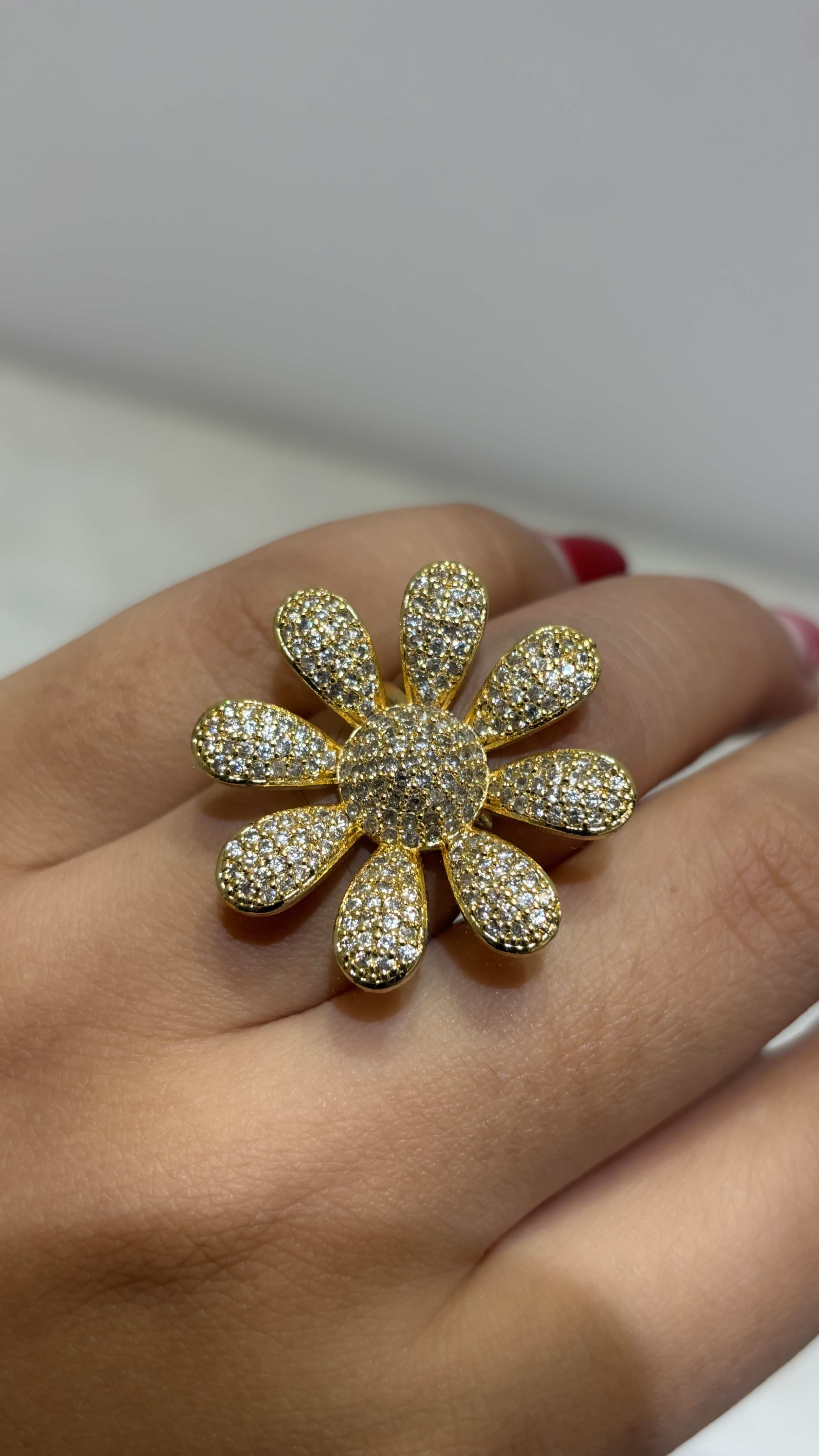 Gold Flower Statement adjustable  Ring