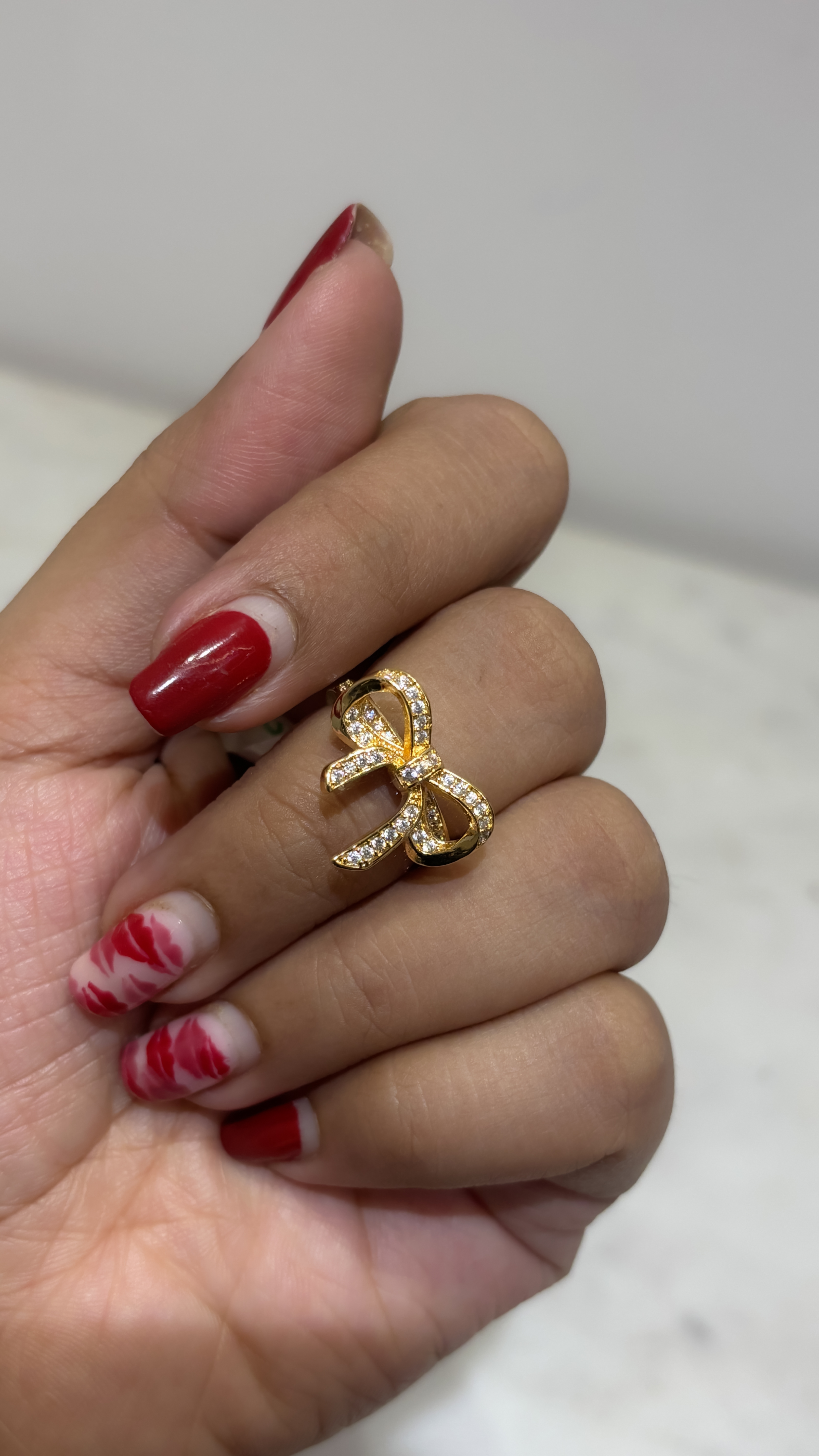 Gold-Plated Bow Design adjustable Ring