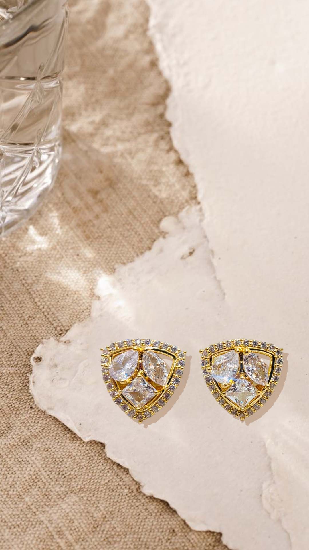 Elegant Triangular Crystal Earrings