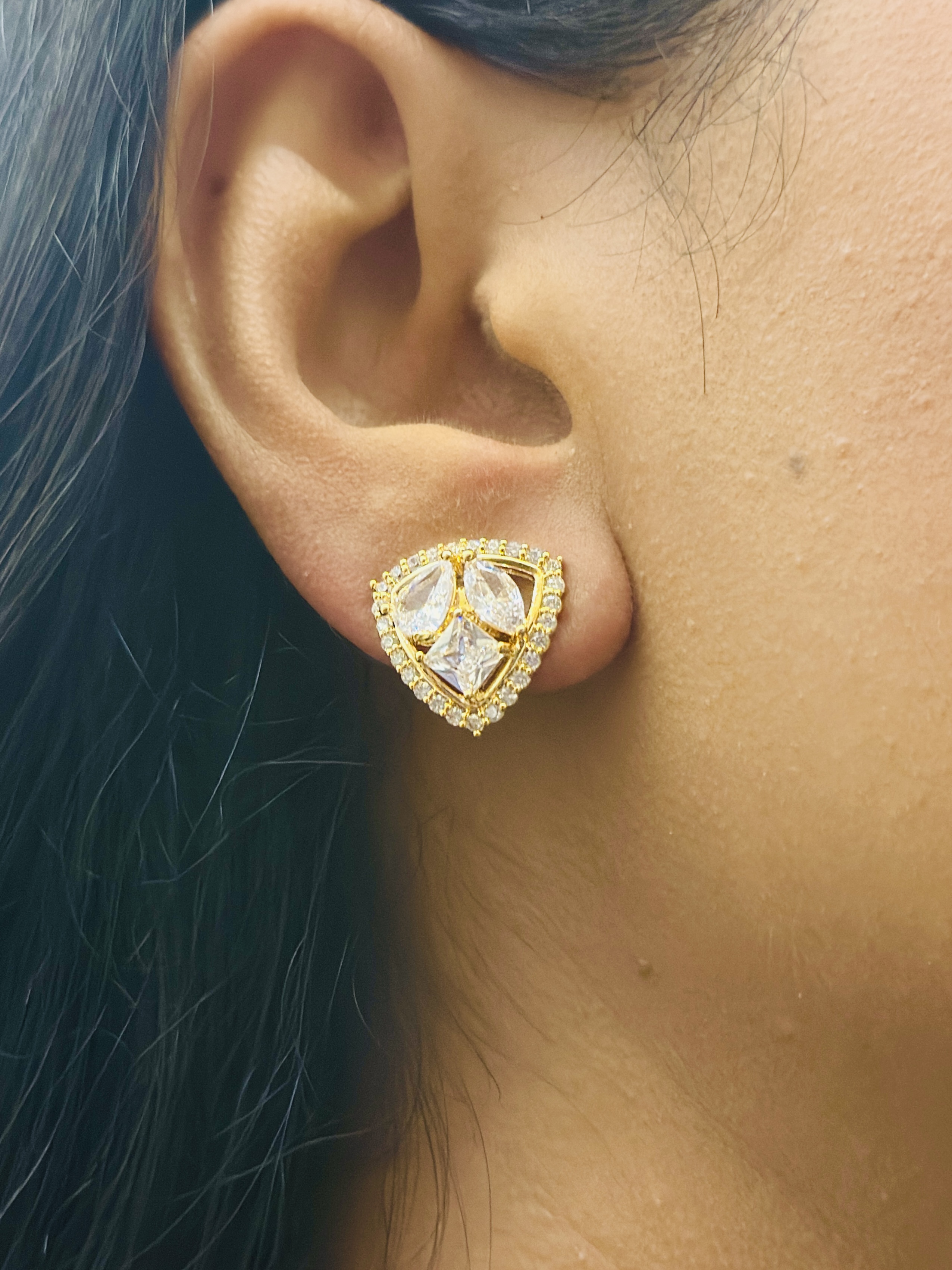 Elegant Triangular Crystal Earrings