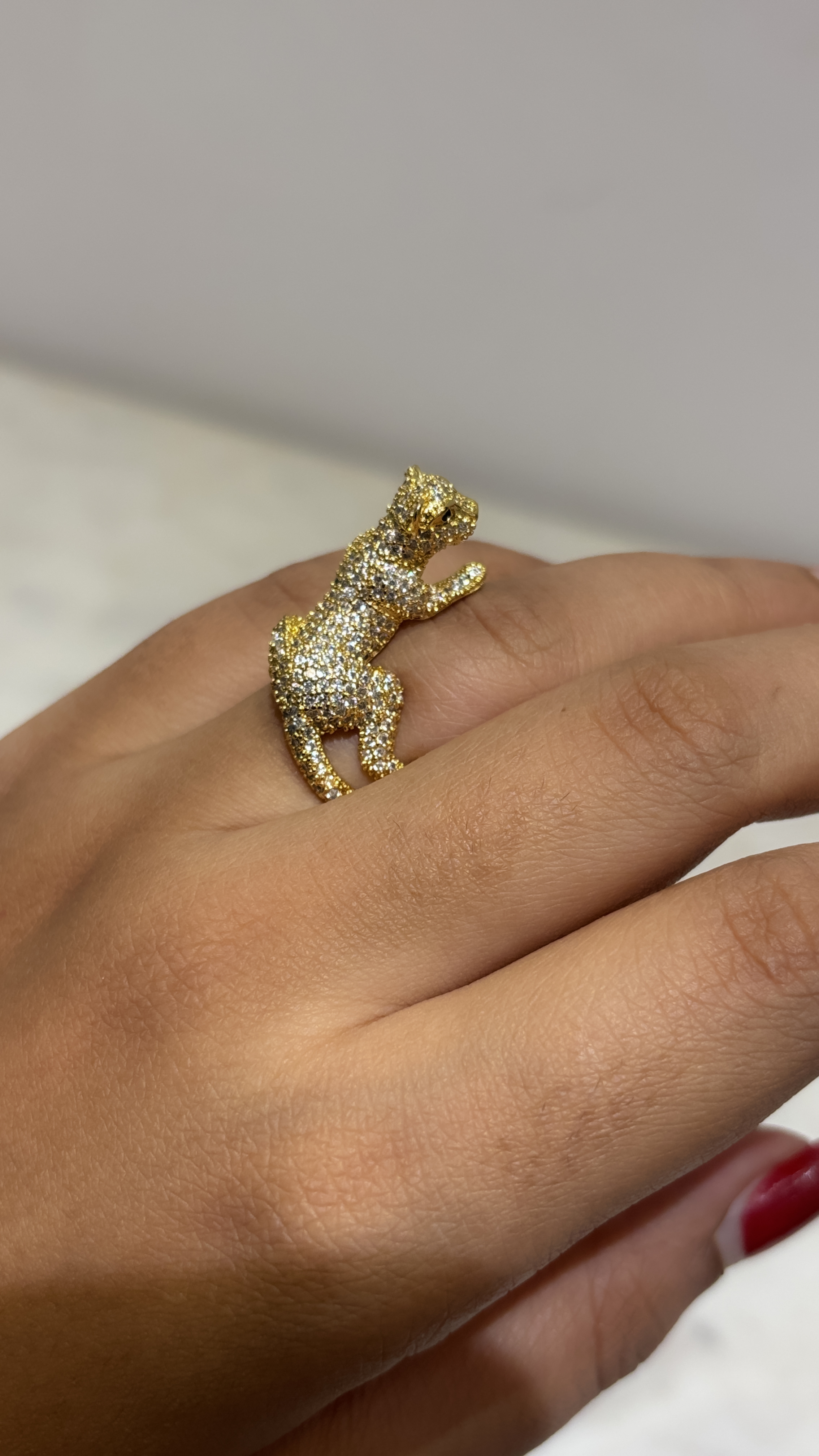 Gold Panther Statement adjustable Ring