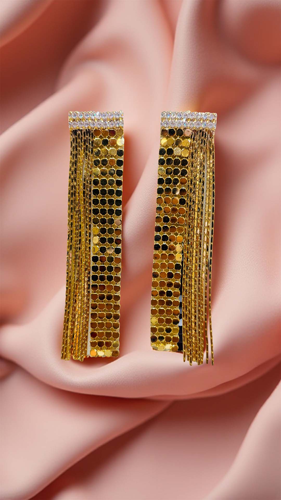 Golden Sequin Tassel Earrings