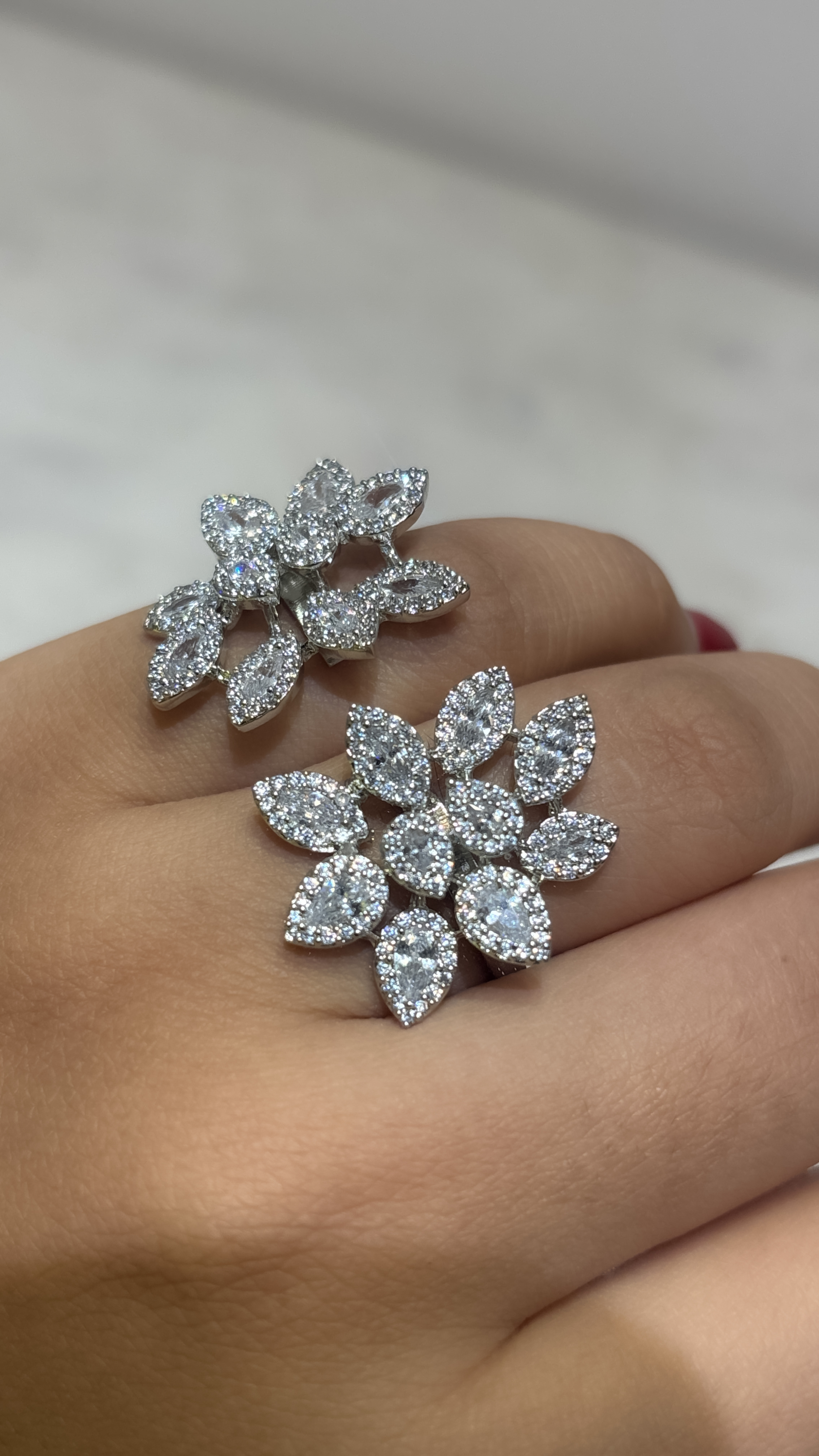 Elegant Crystal AD free size  ring 