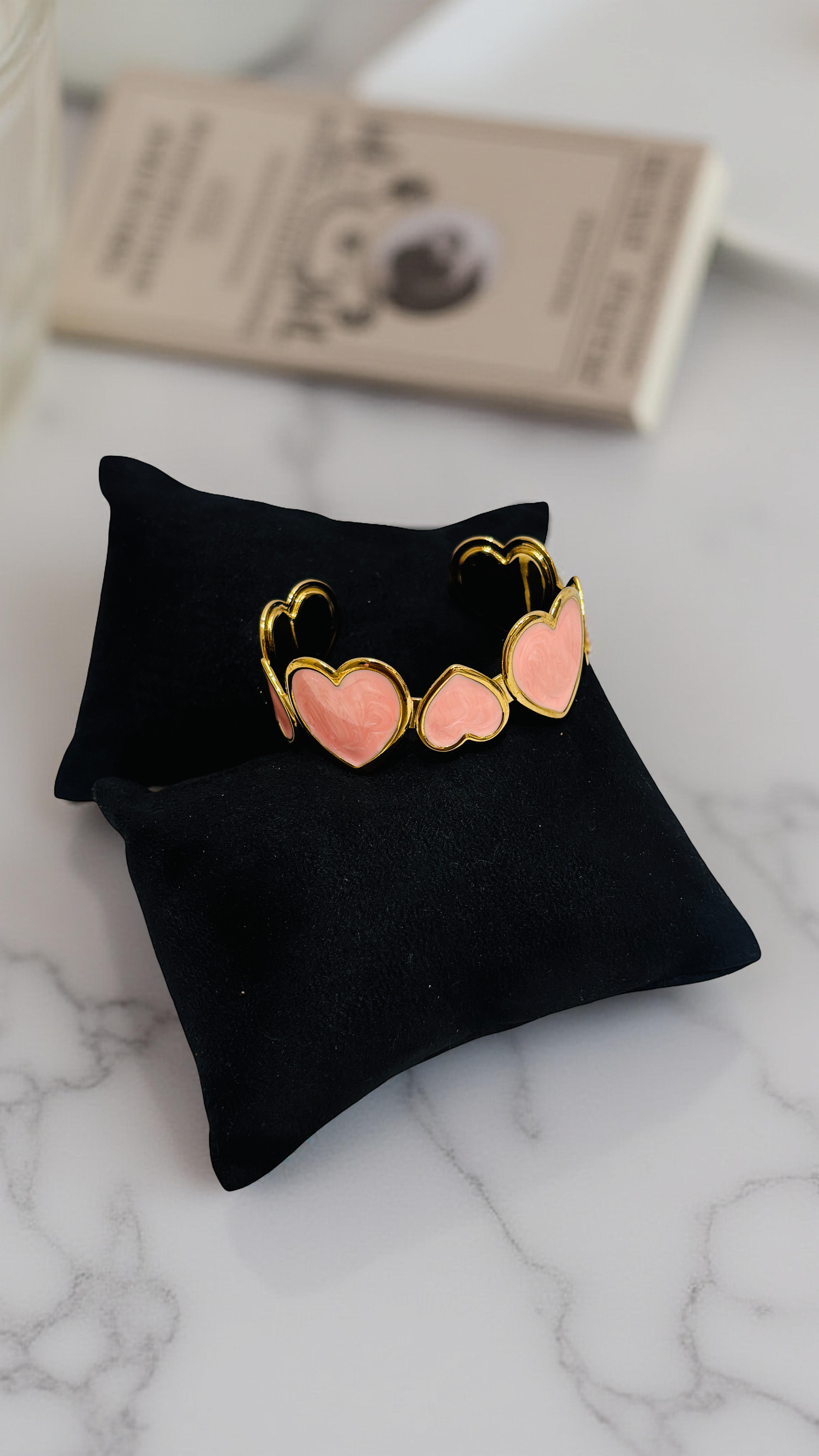 Pink Heart Enamel Bracelet