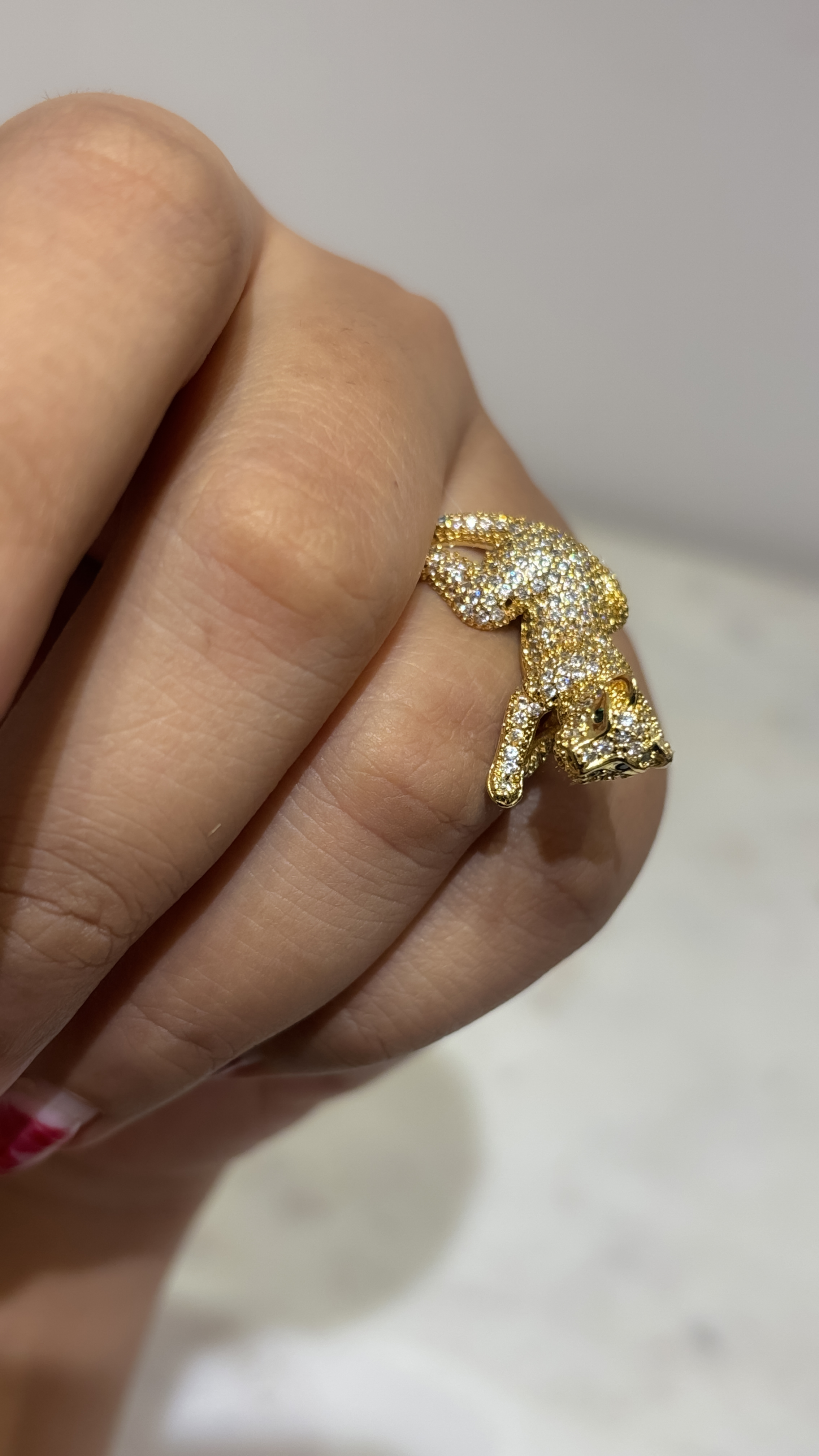 Gold Panther Statement adjustable Ring