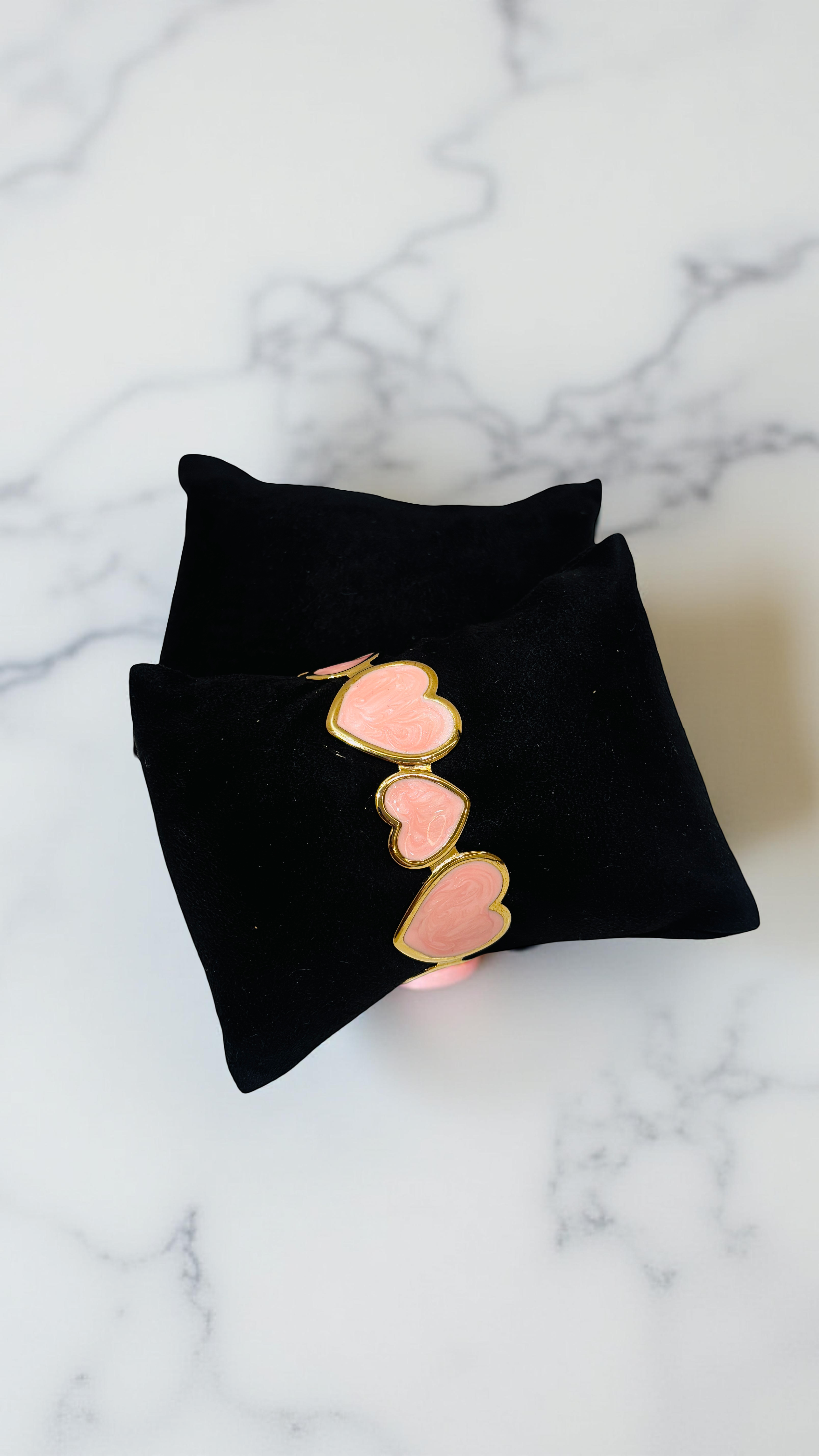 Pink Heart Enamel Bracelet