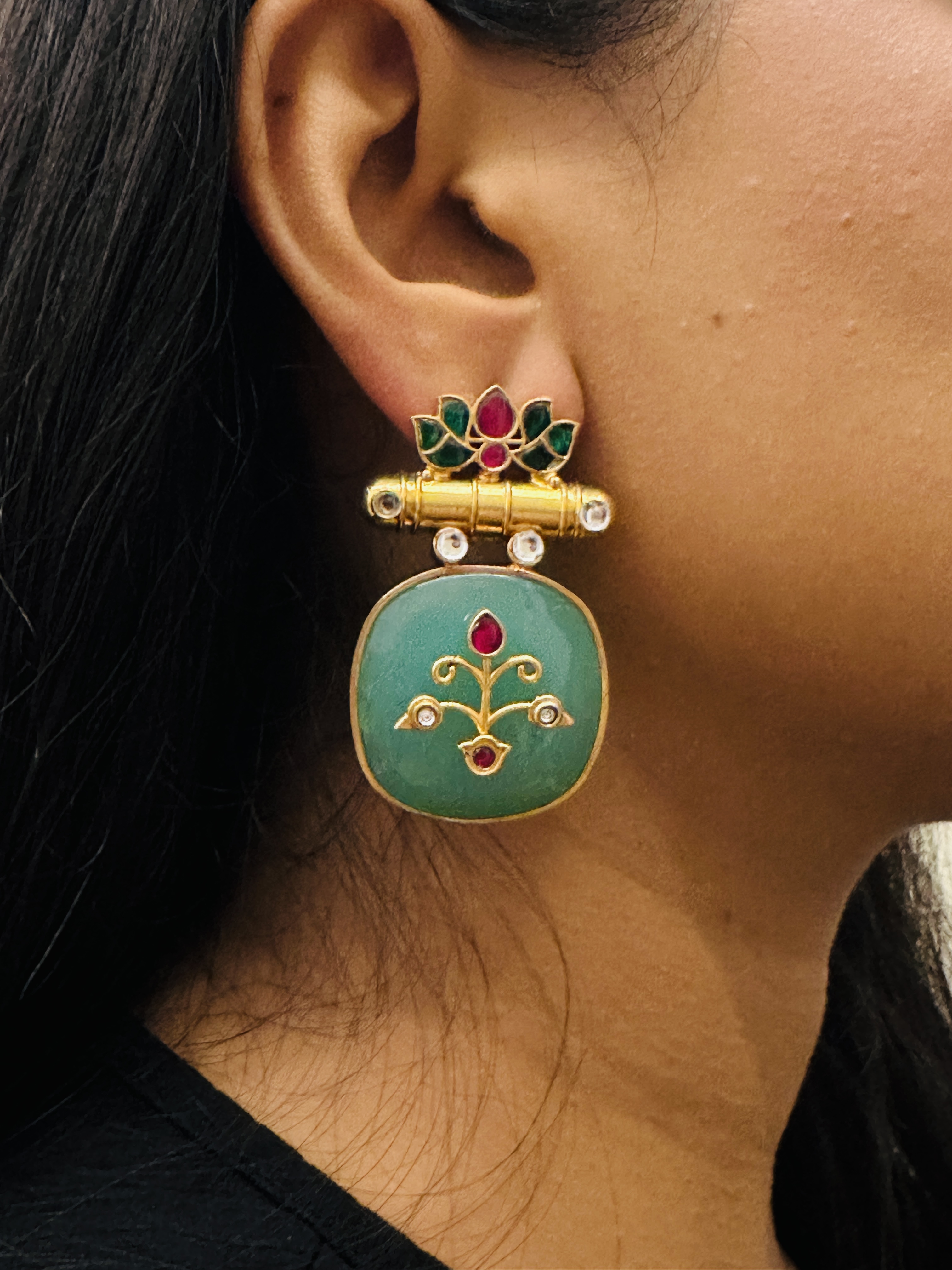 Enamel Floral Earrings