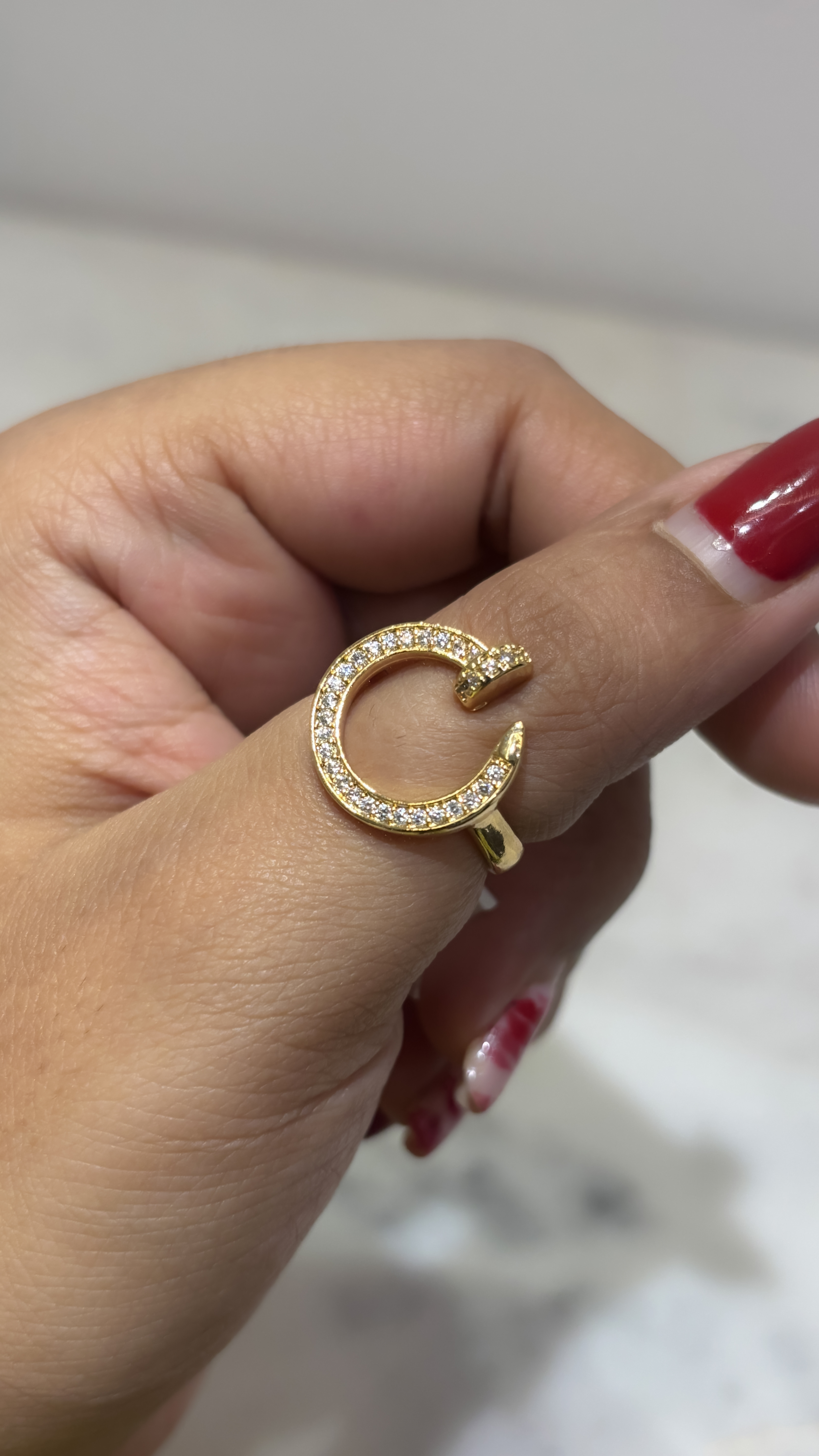 Golden Open C-Shaped Adjustable Ring