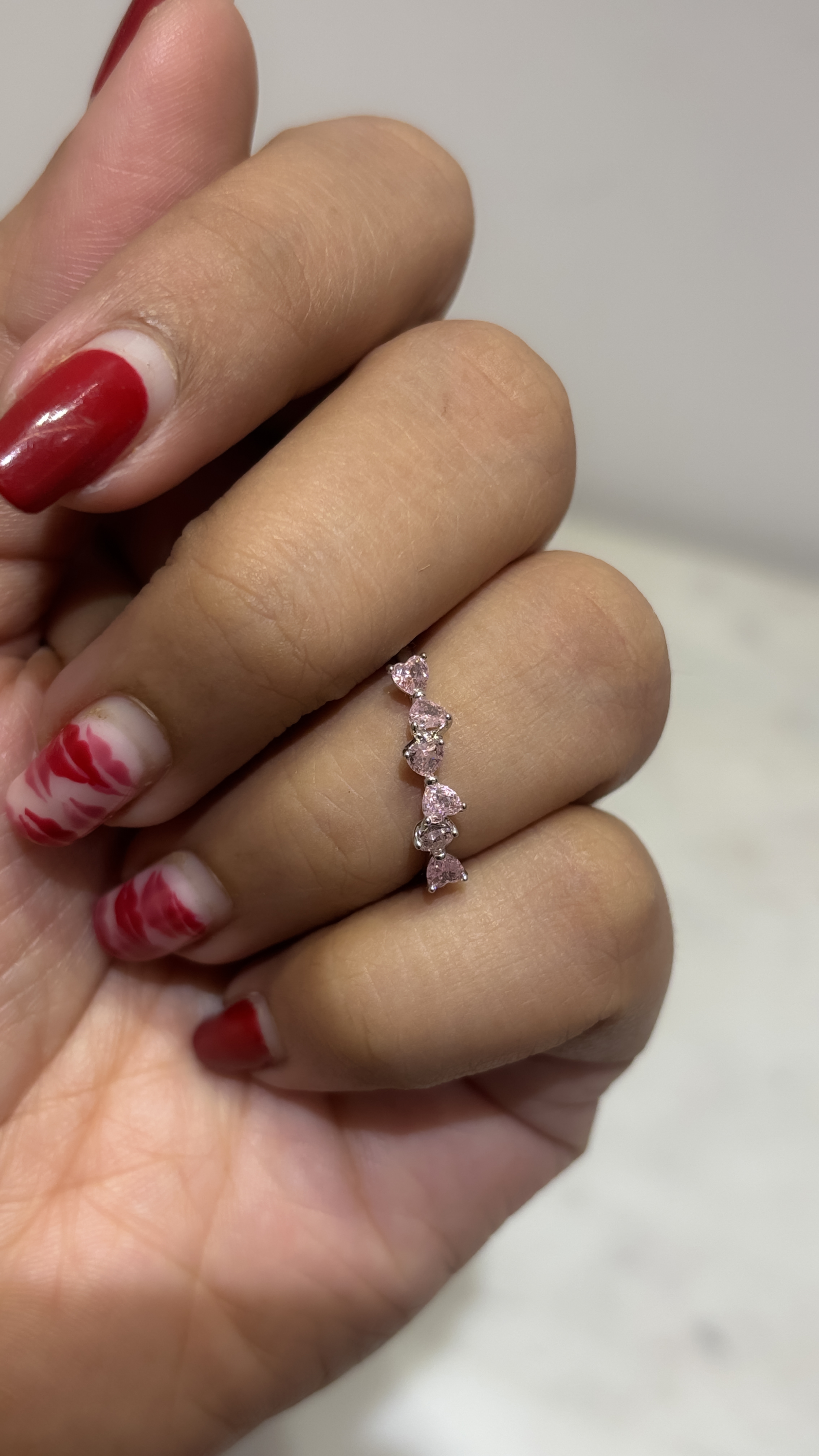 Elegant Pink Stone Ringadjustable