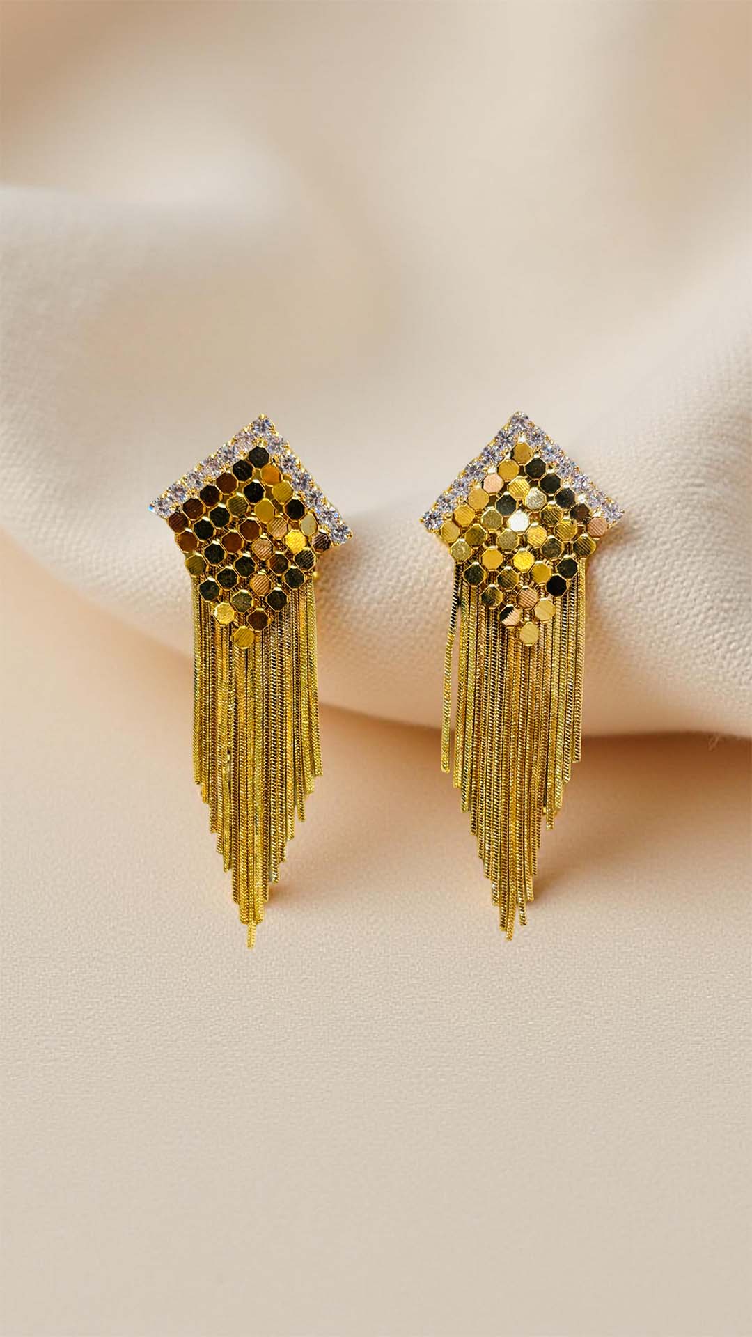 Golden Sequin Dangle Earrings