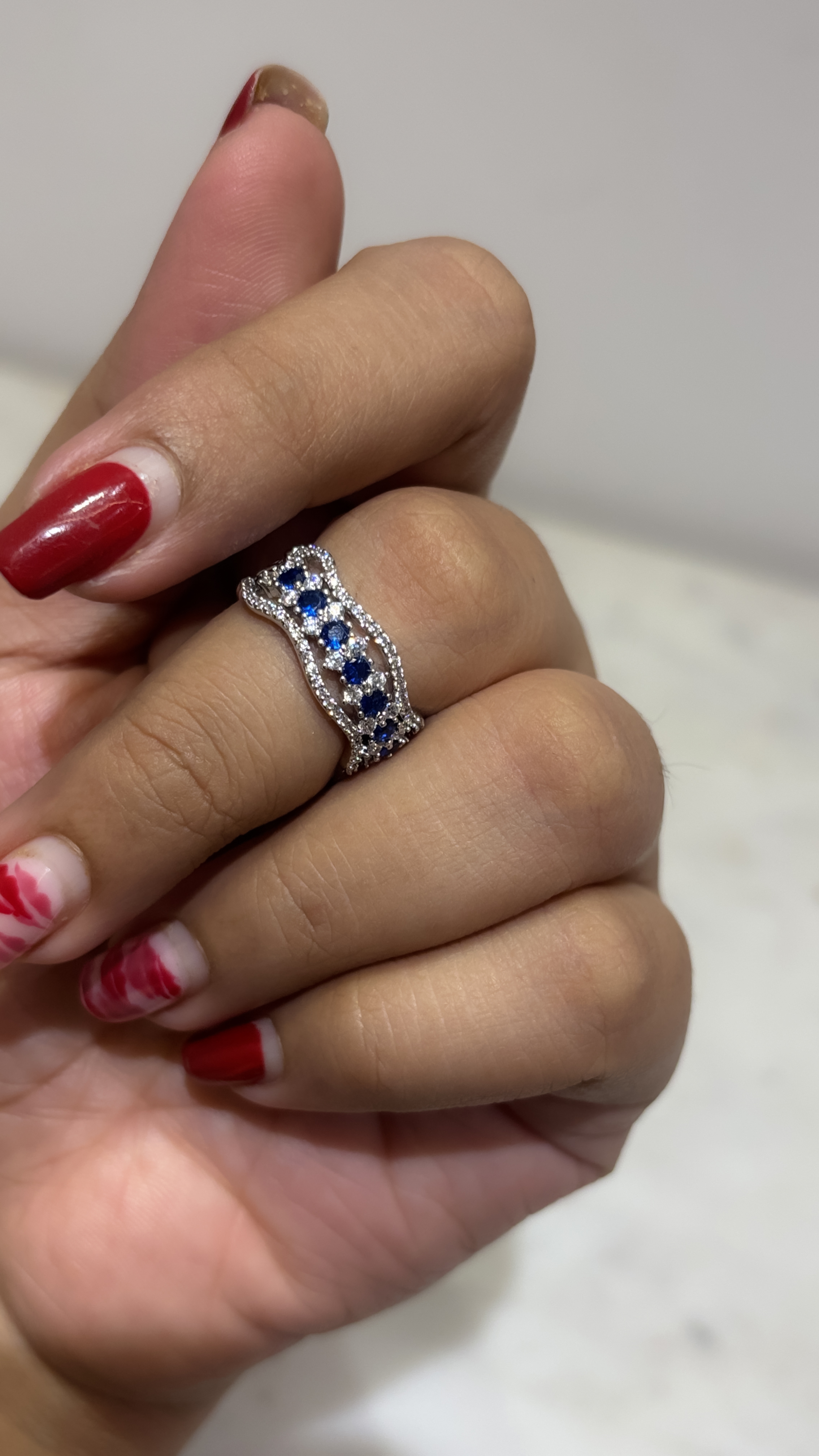 Elegant Blue Gemstone adjustable Ring