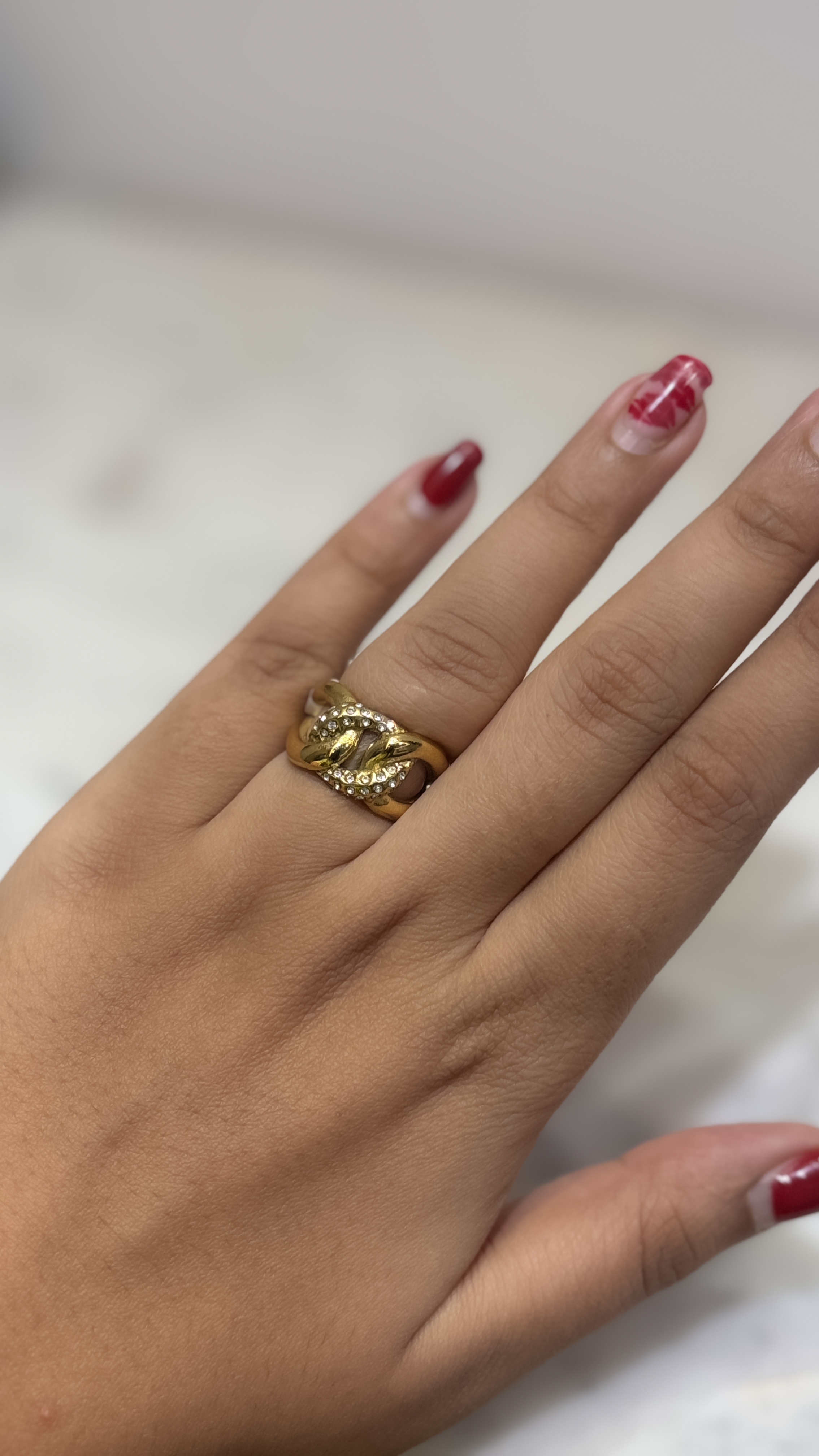 Gold Plated twisted adjustable Ring