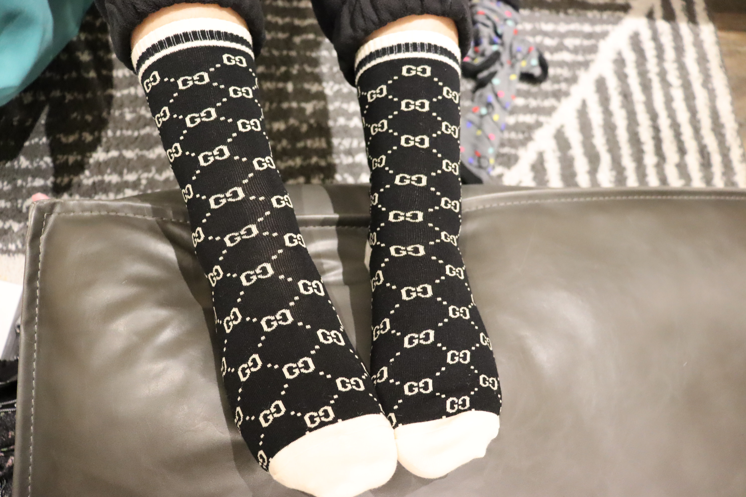 Black Patterned Socks