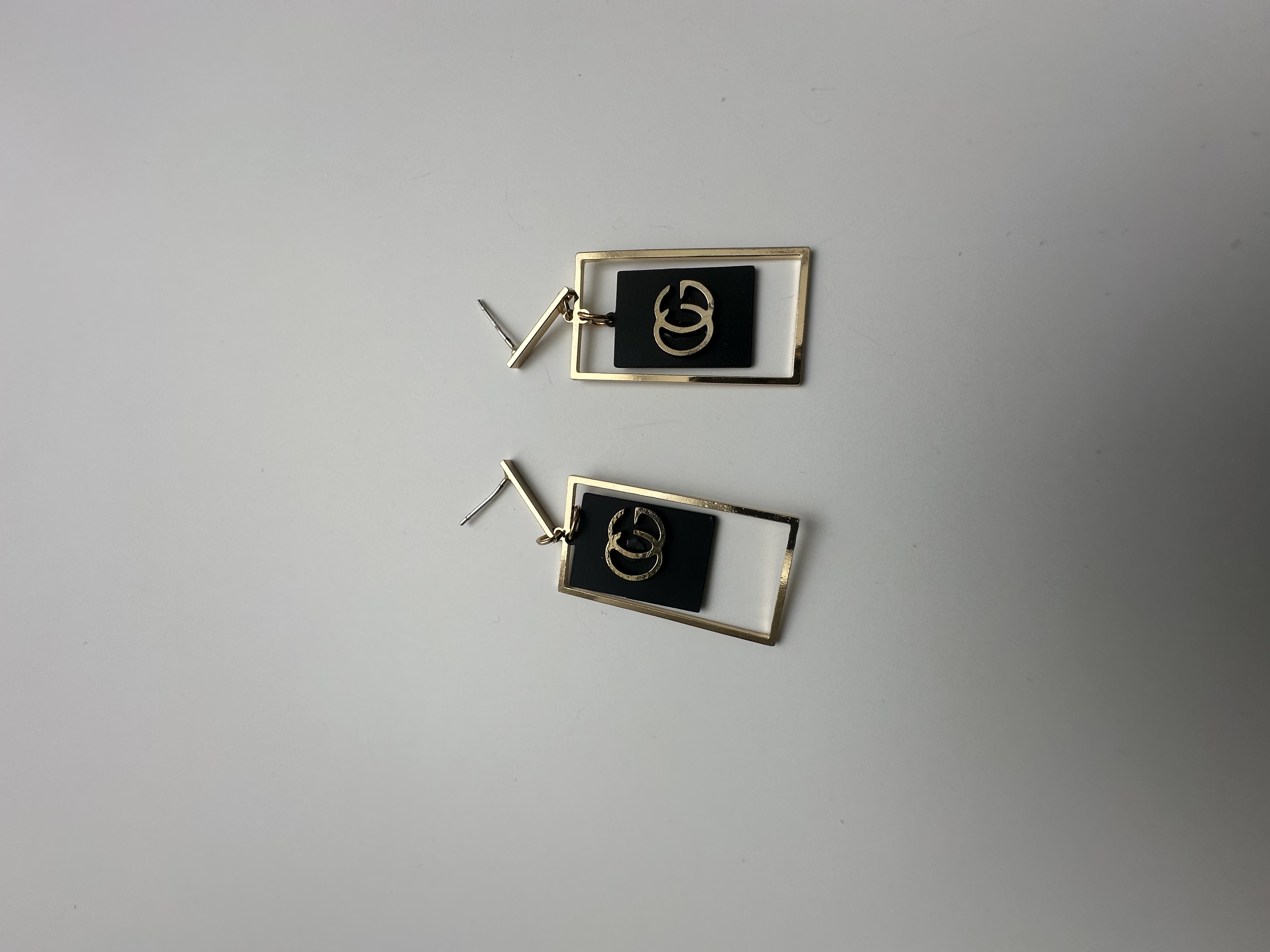 Geometric Black and Gold Earrings