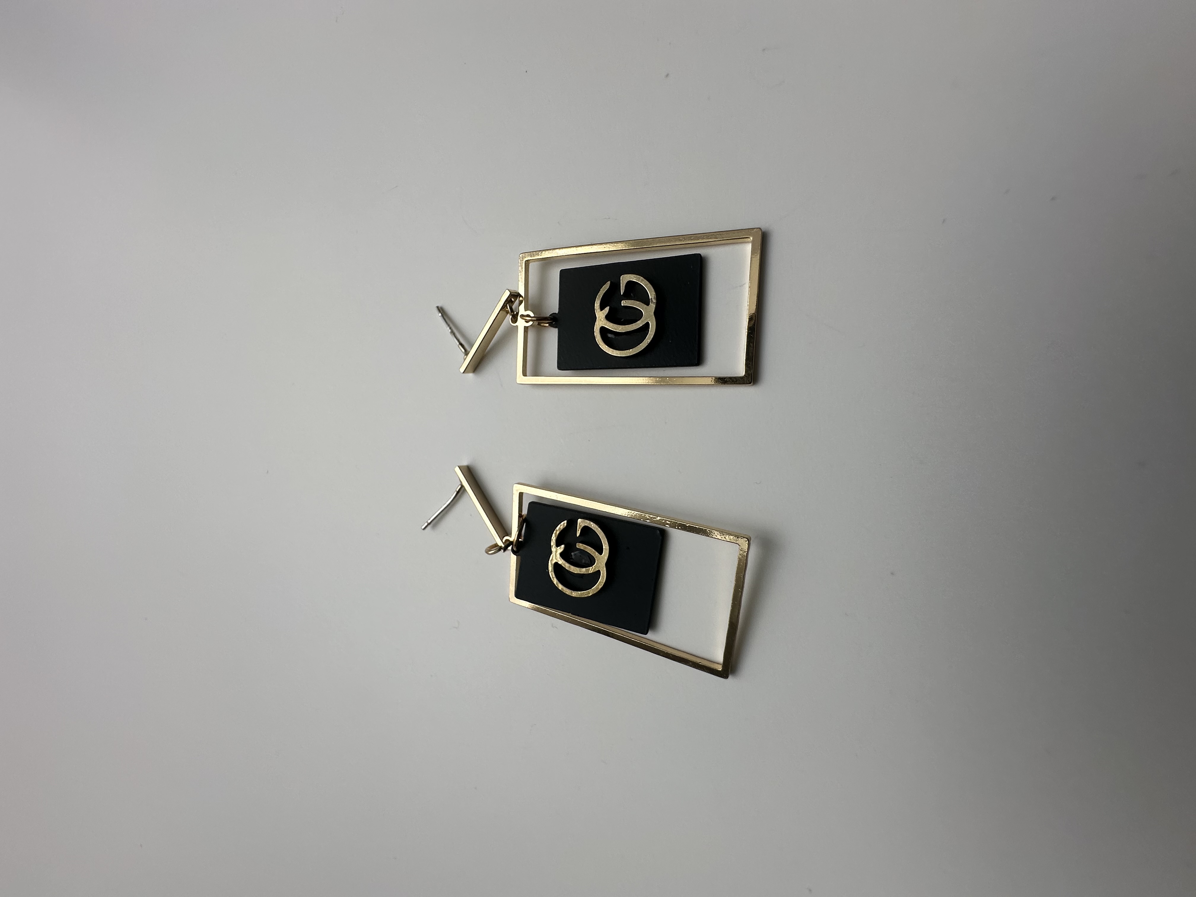 Geometric Black and Gold Earrings