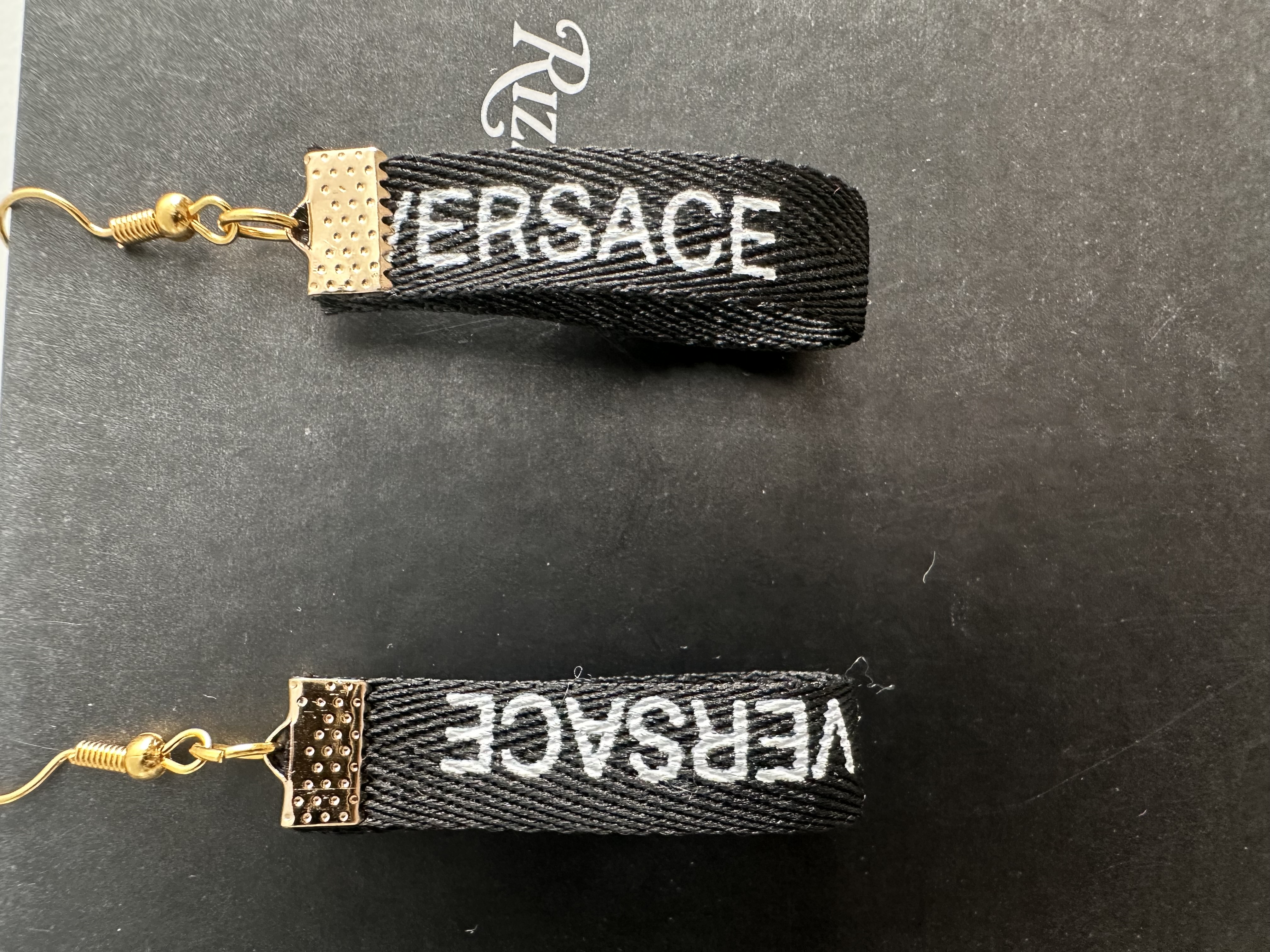 Versace Black Ribbon Earrings