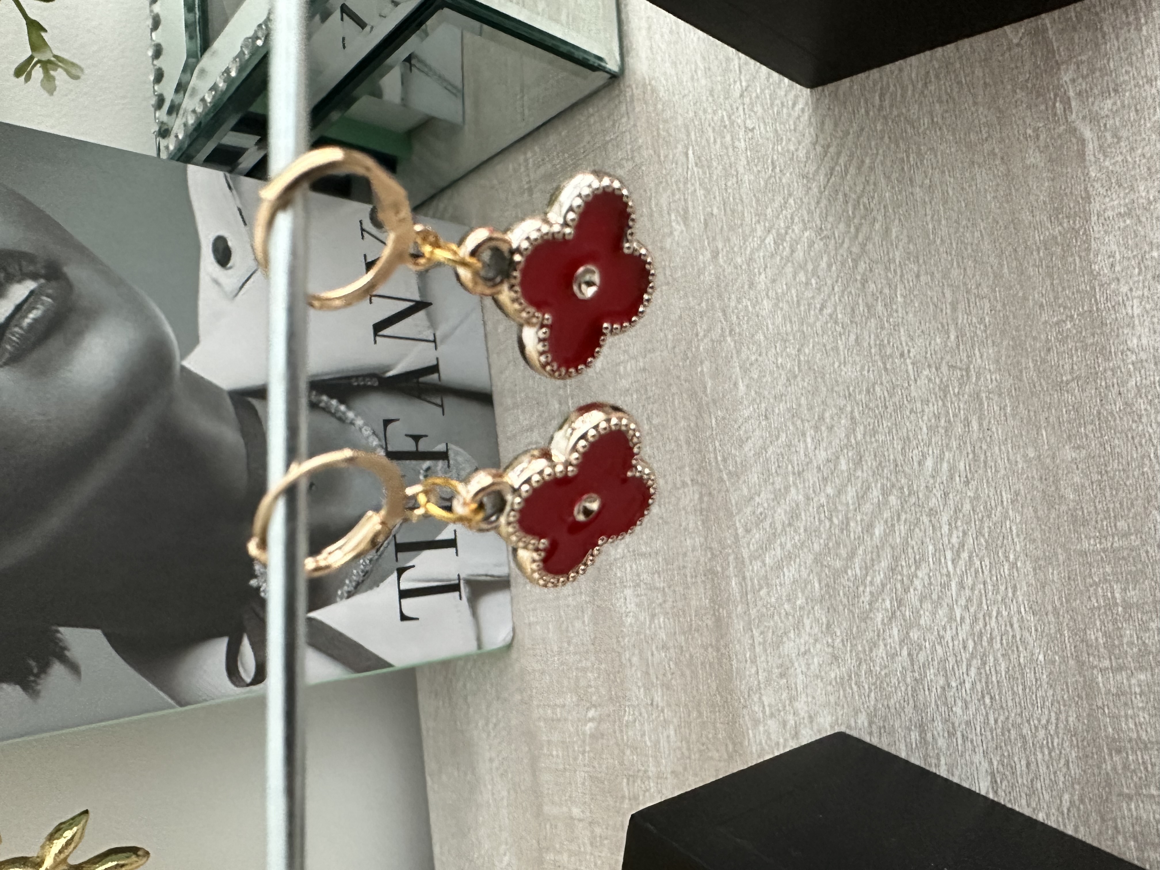 Red Clover-Shaped Earrings