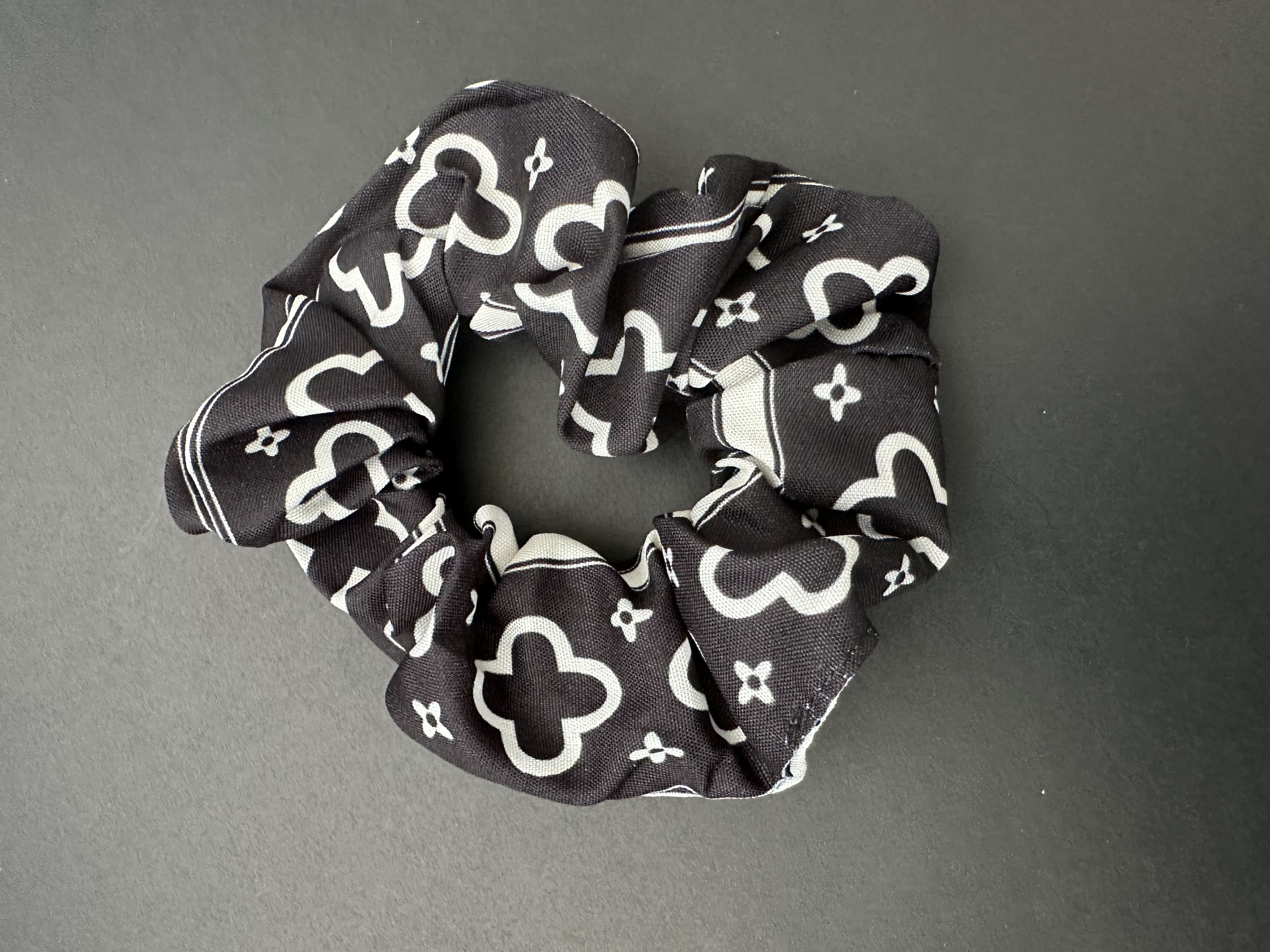 Black and White Patterned Scrunchie