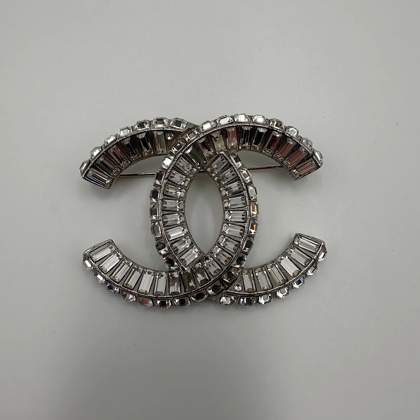 Chanel Crystal Logo Brooch