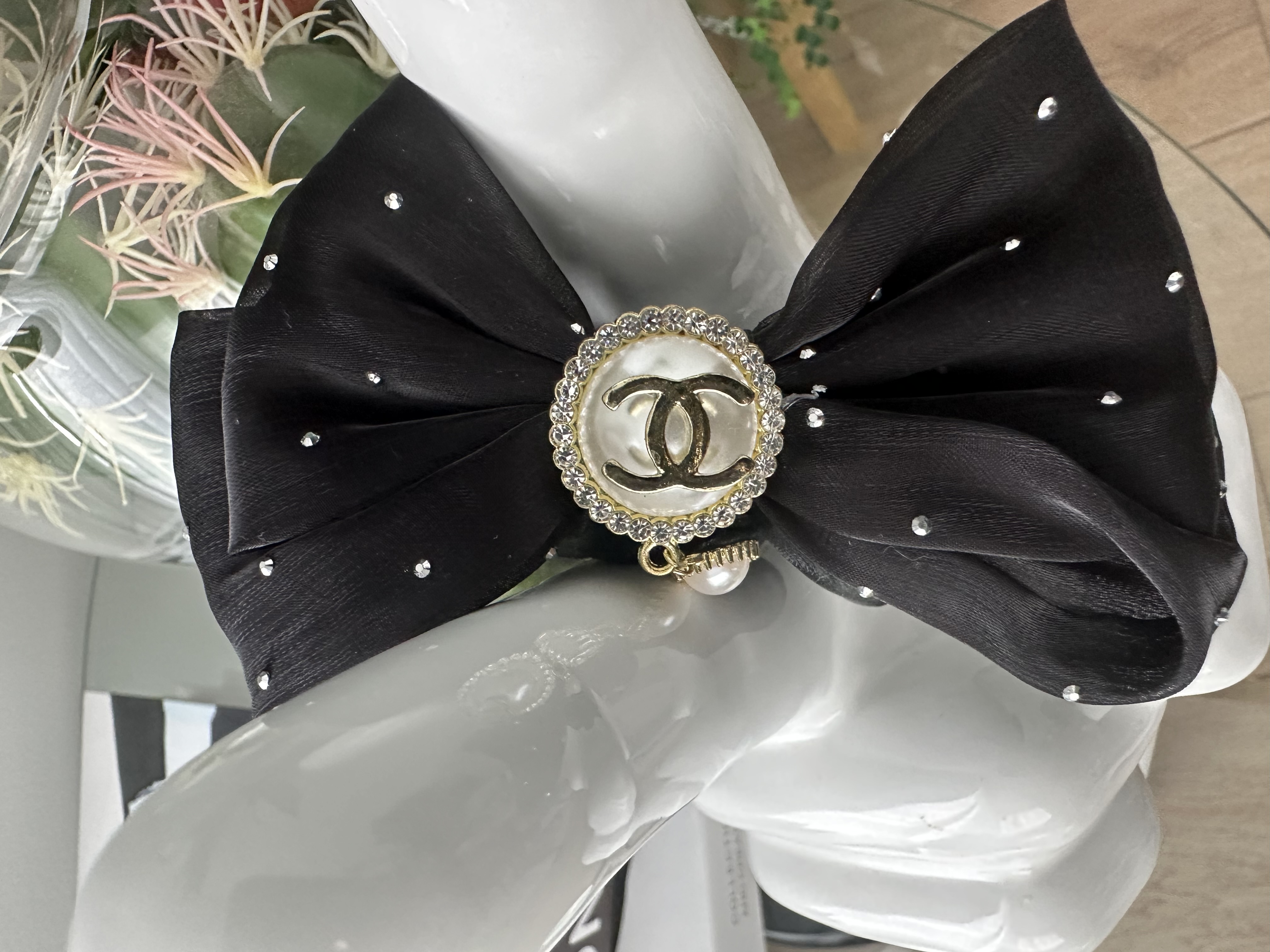 Elegant Black Bow Hair Scrunchie