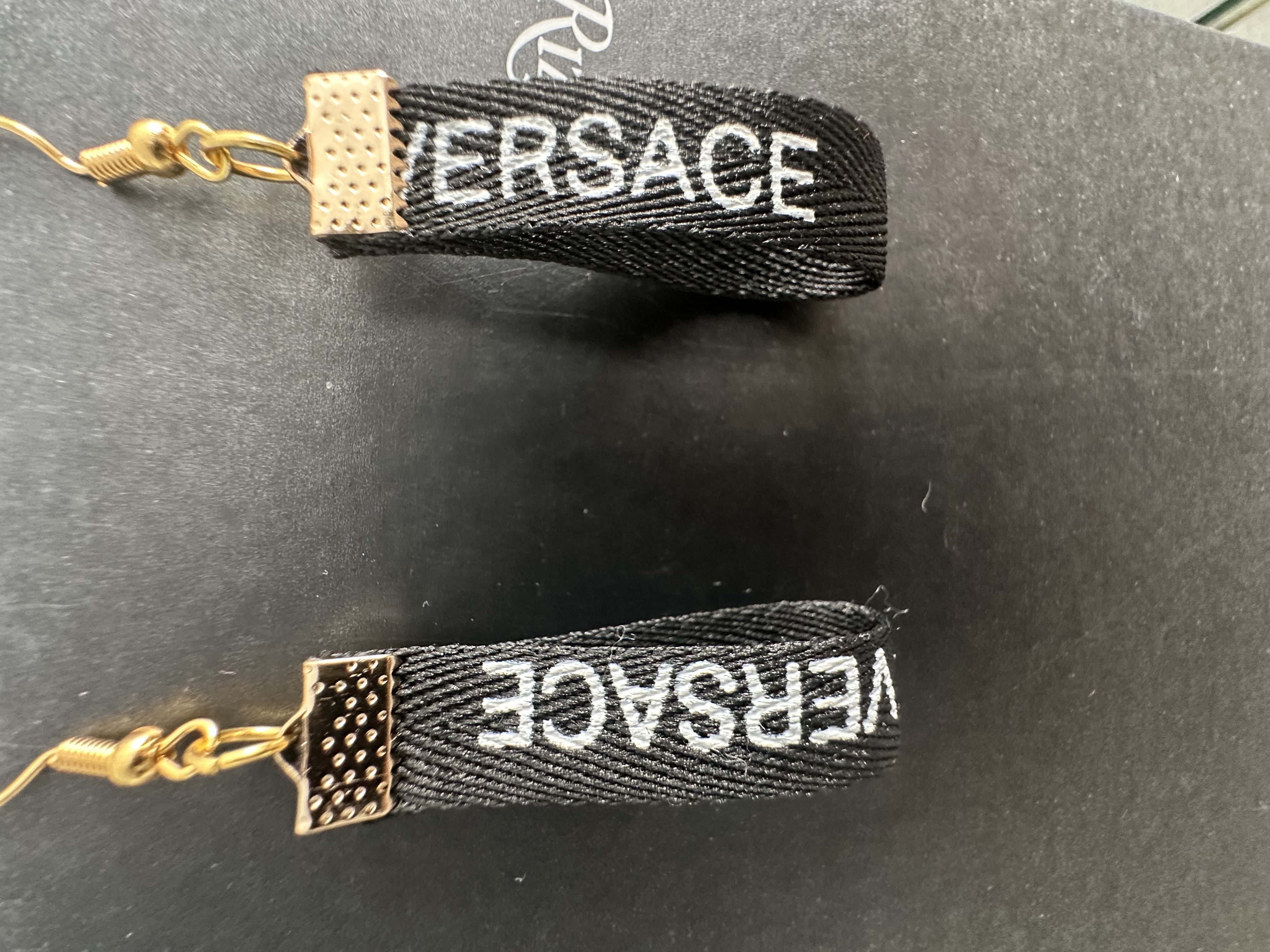 Versace Black Ribbon Earrings