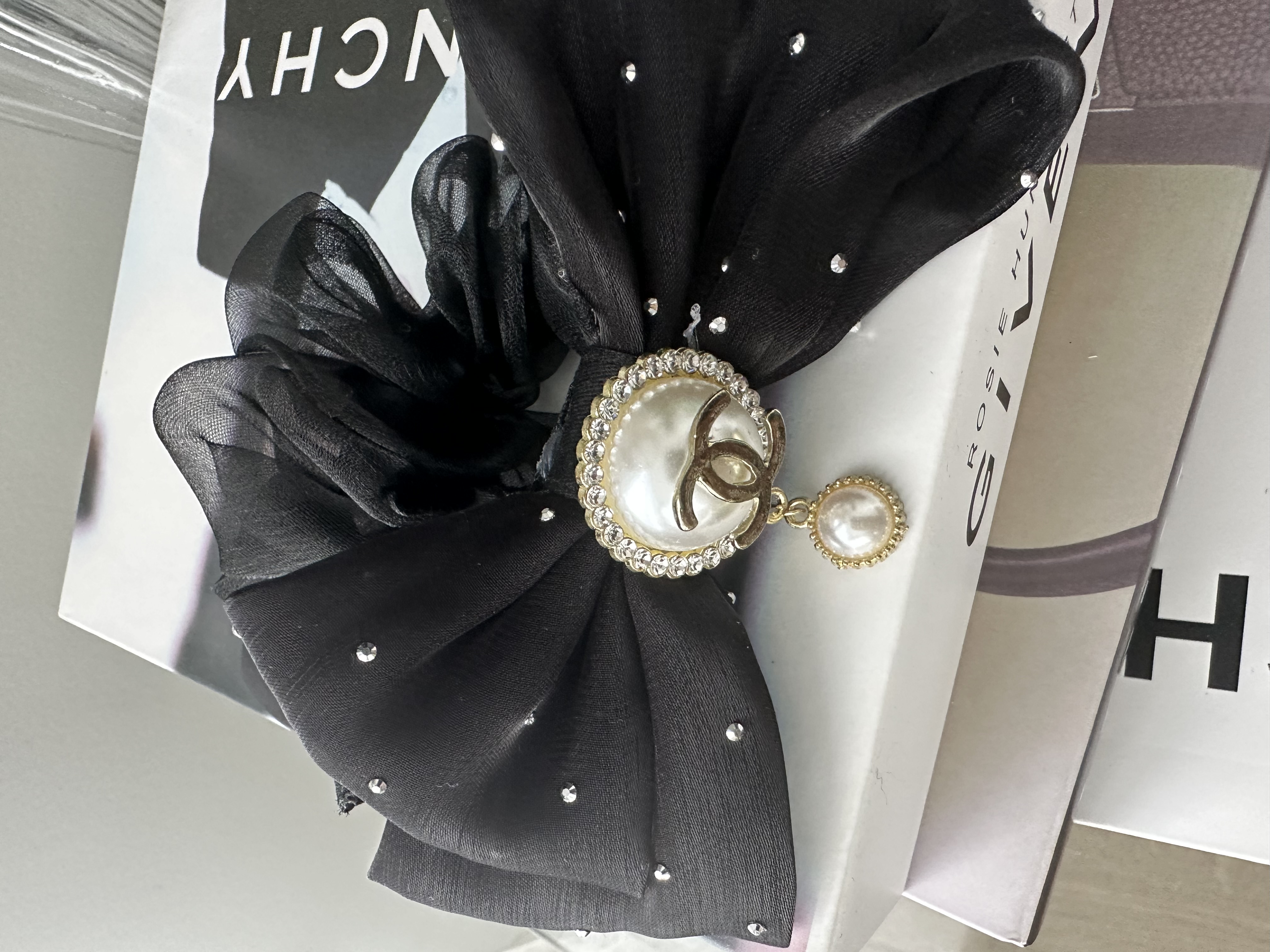 Elegant Black Bow Hair Scrunchie