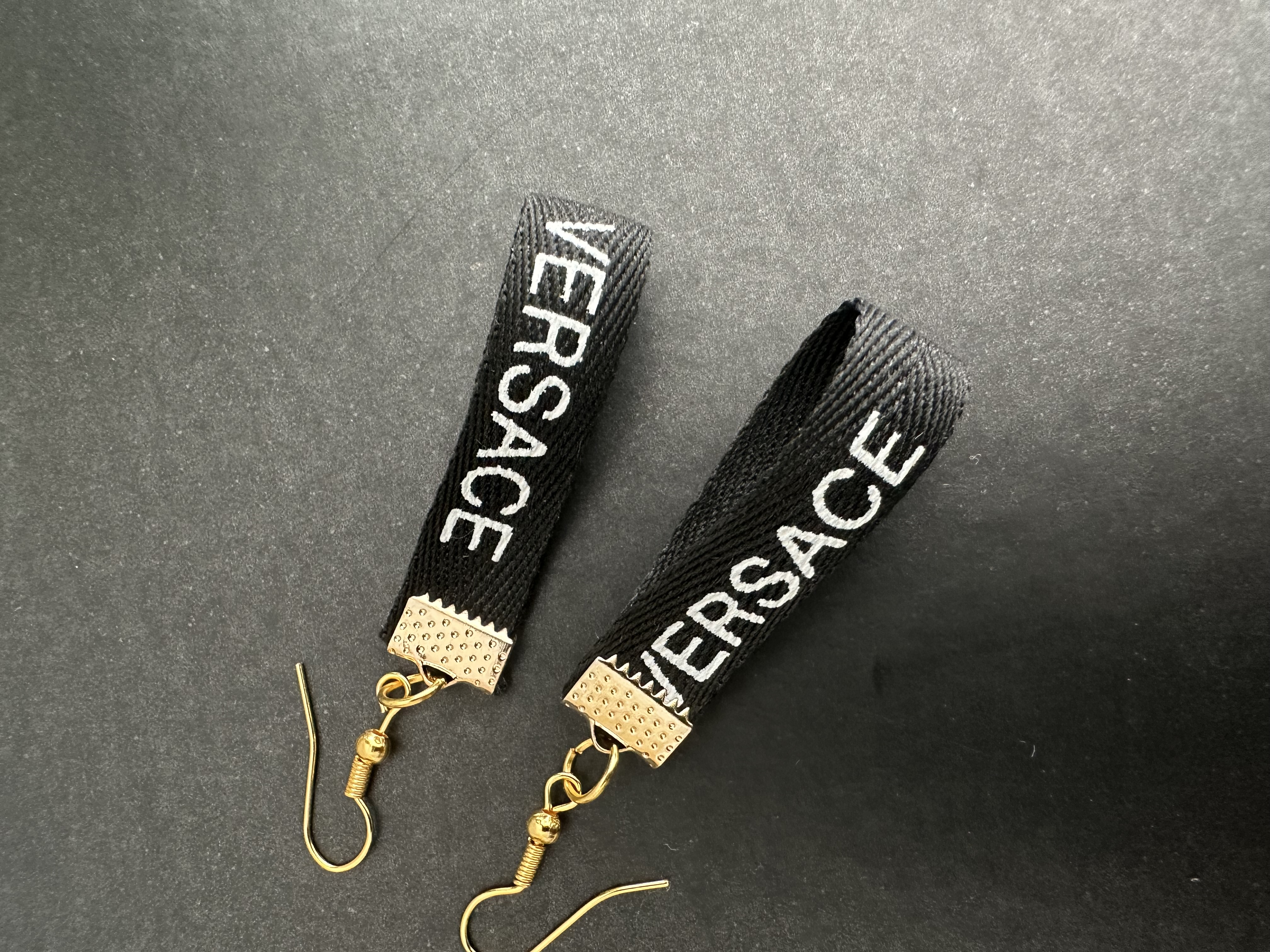Versace Black Ribbon Earrings