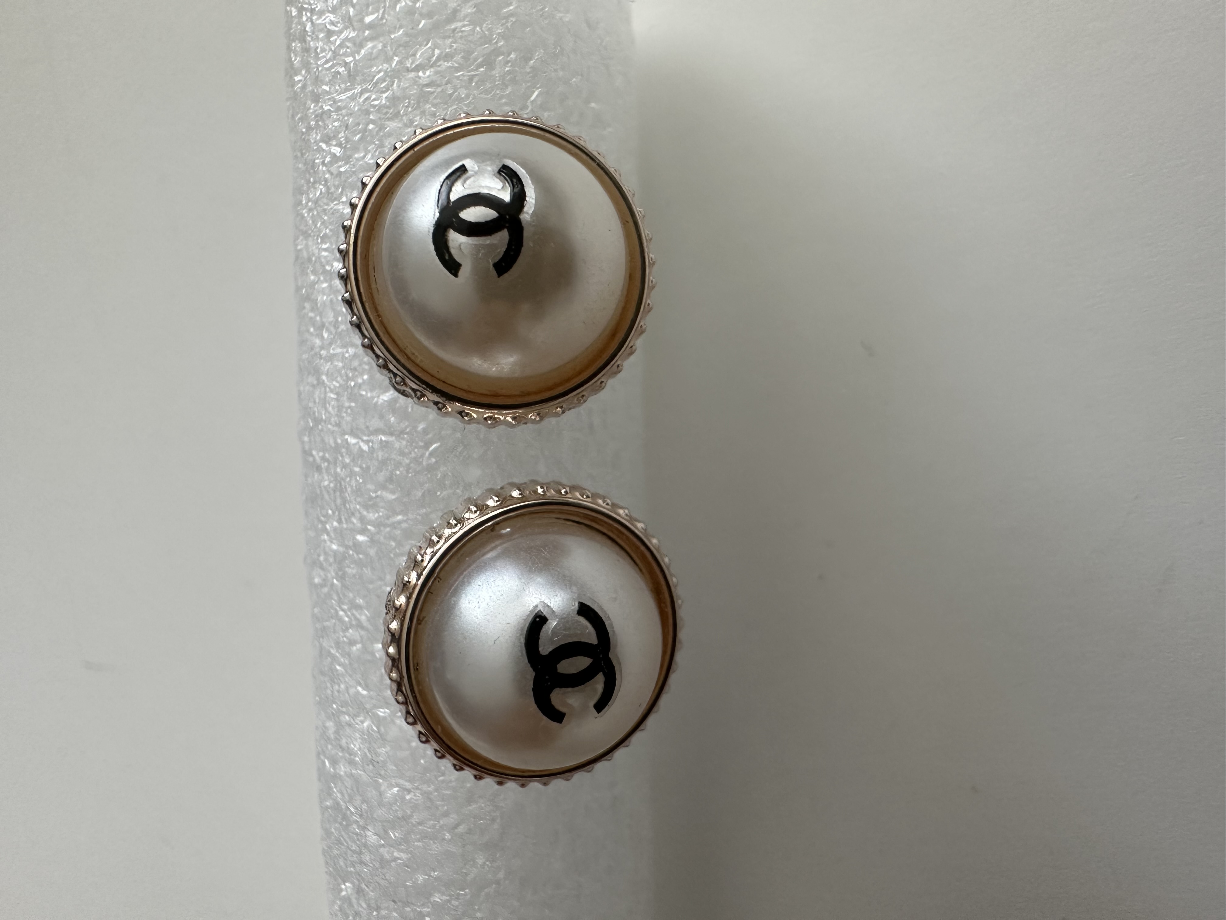 Chanel Logo Button Earrings