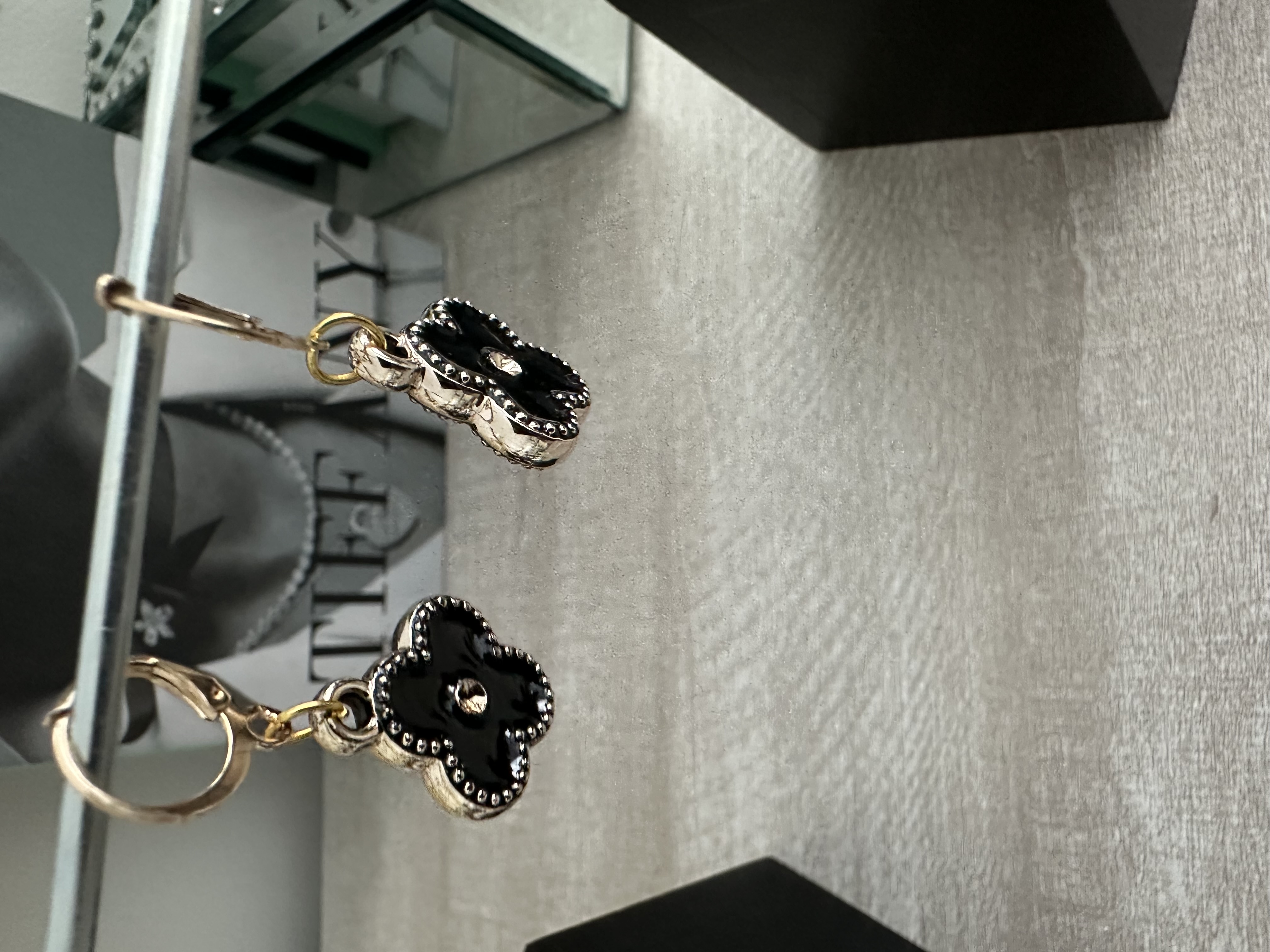 Black Flower Earrings