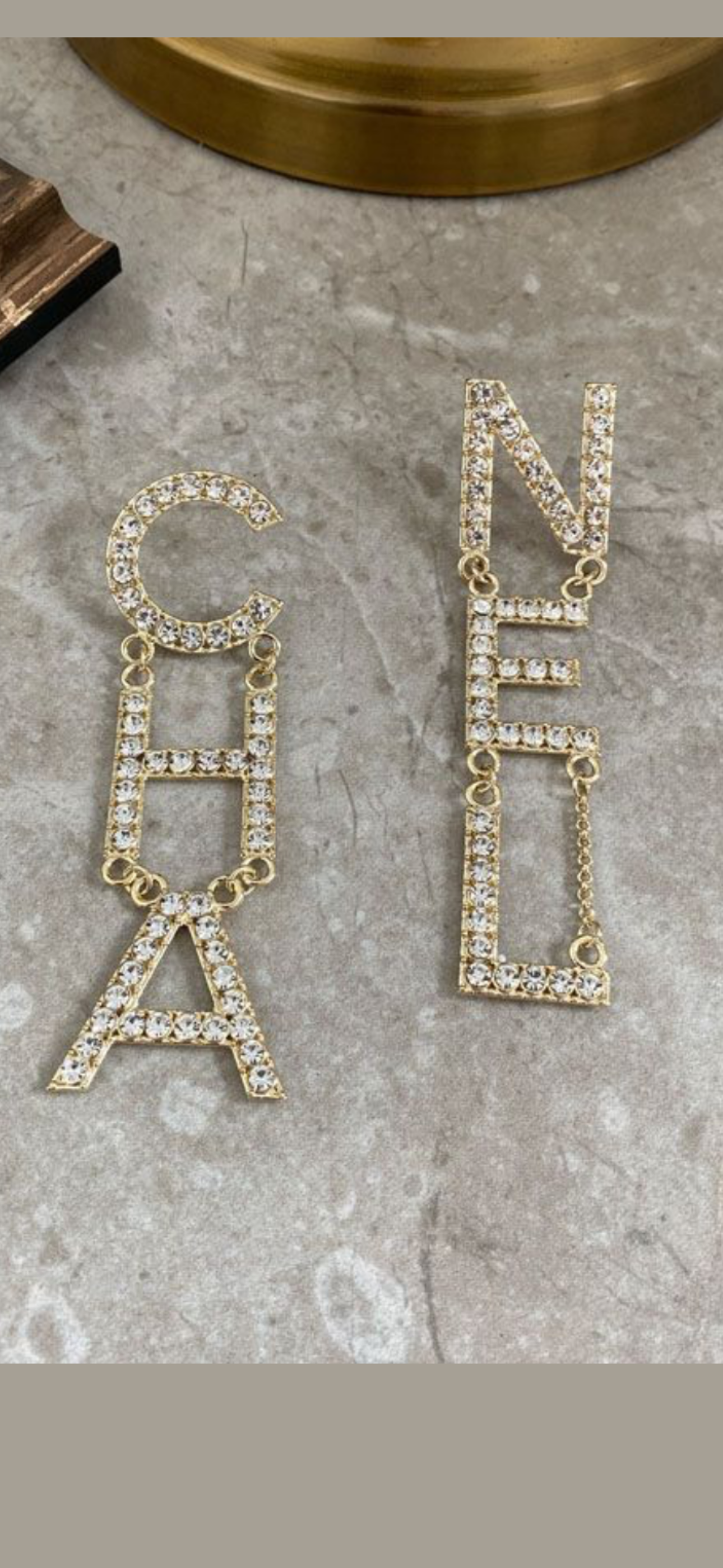 Chanel Crystal Letter Earrings