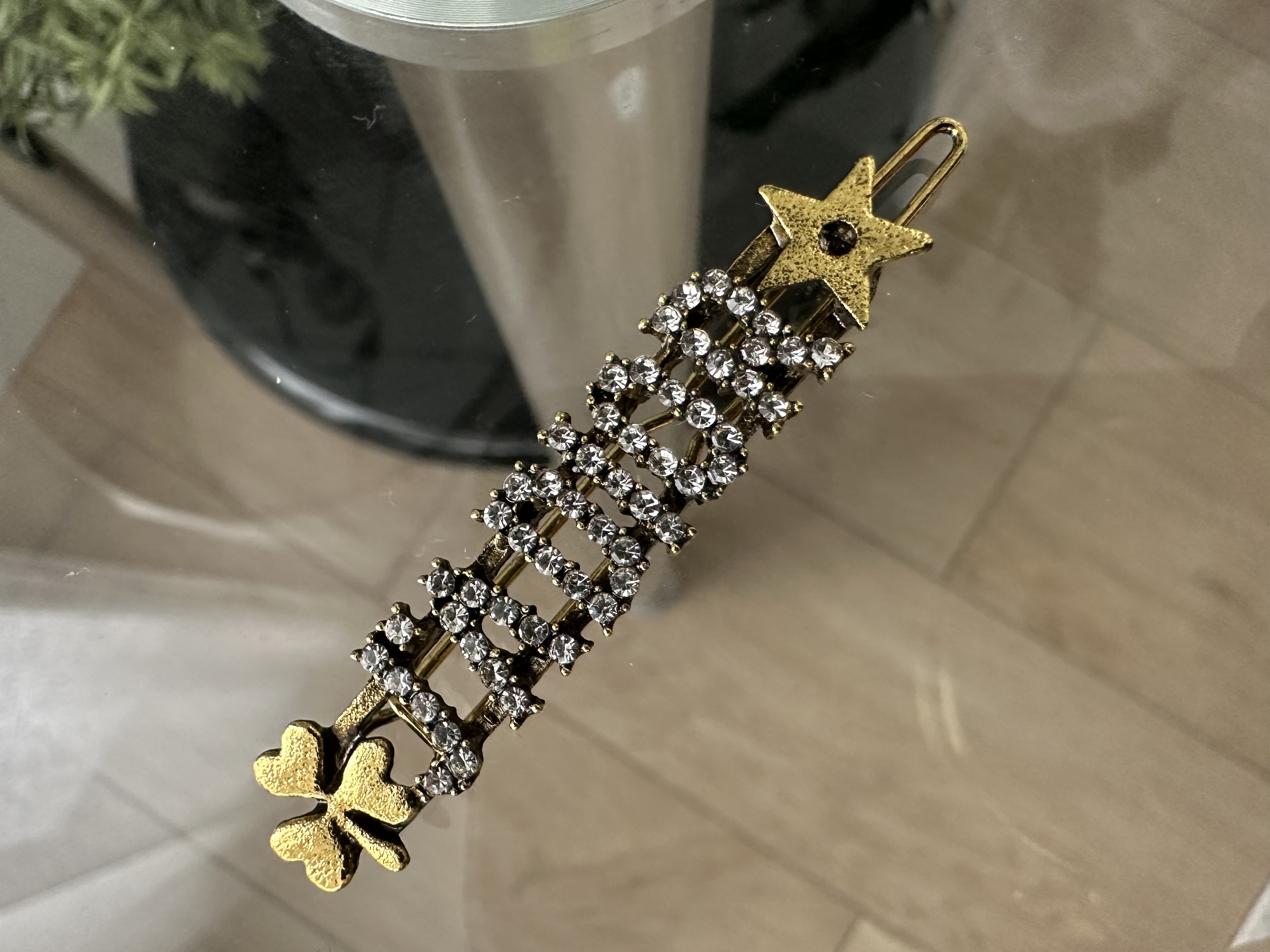 Gold and Crystal Hair Clip
