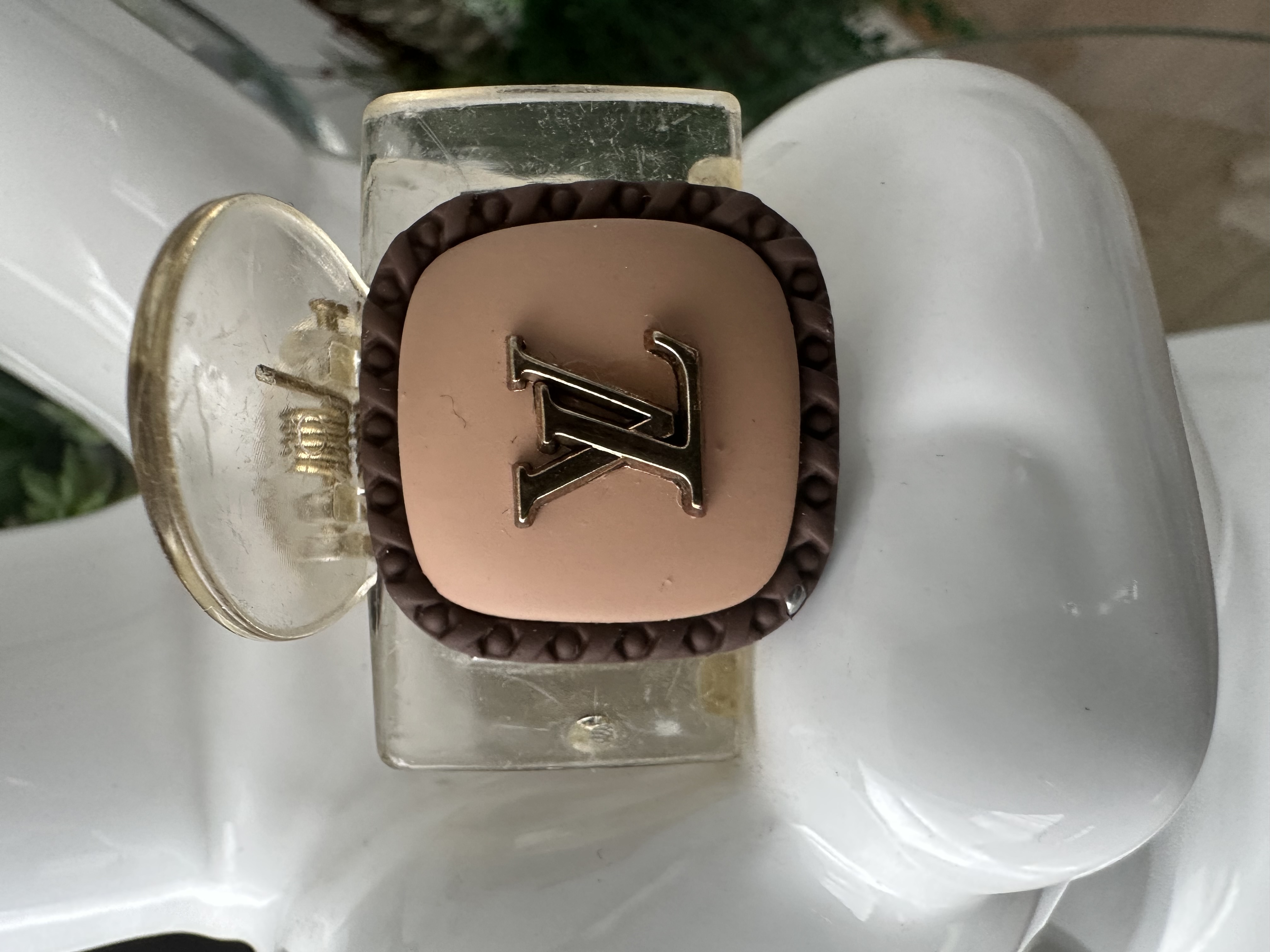 Louis Vuitton Gold and Beige Hair Clip