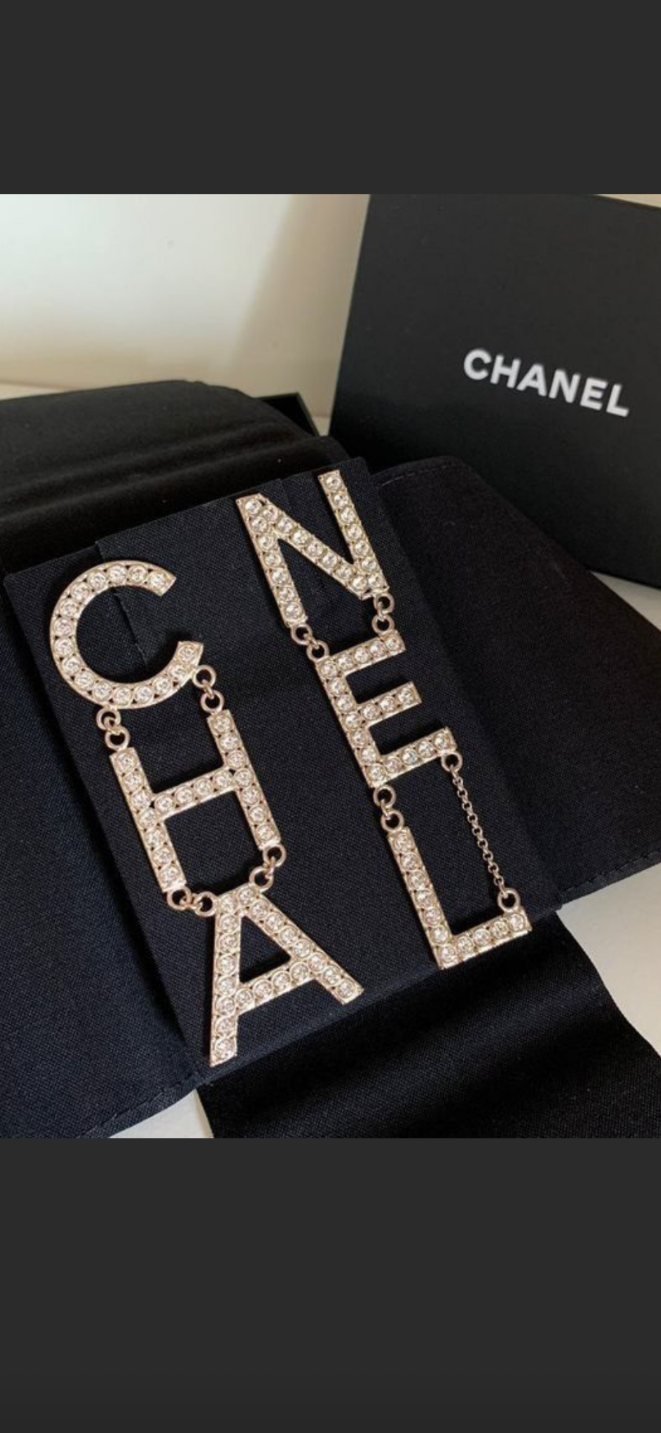 Chanel Crystal Letter Earrings