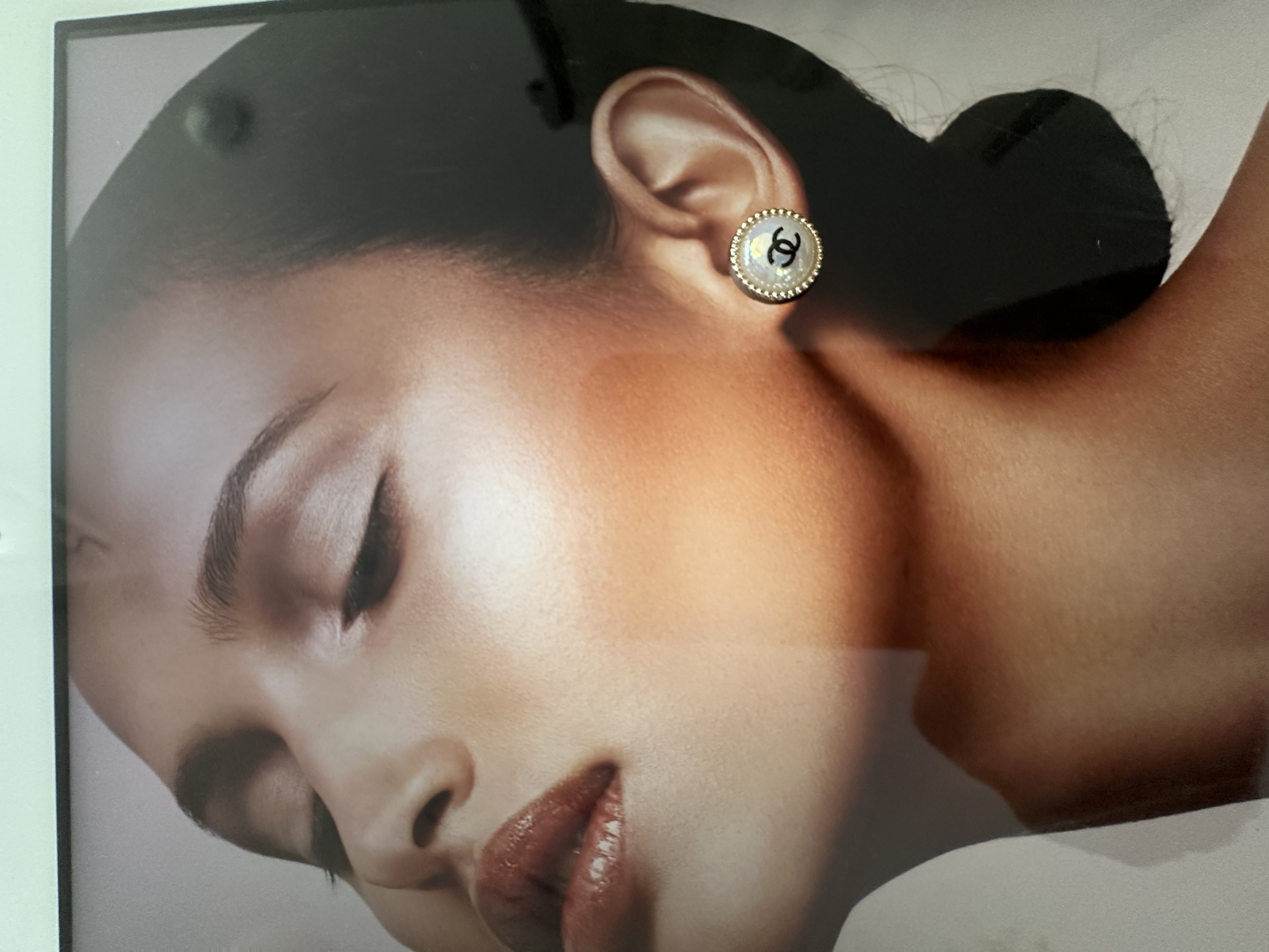 Chanel Logo Button Earrings