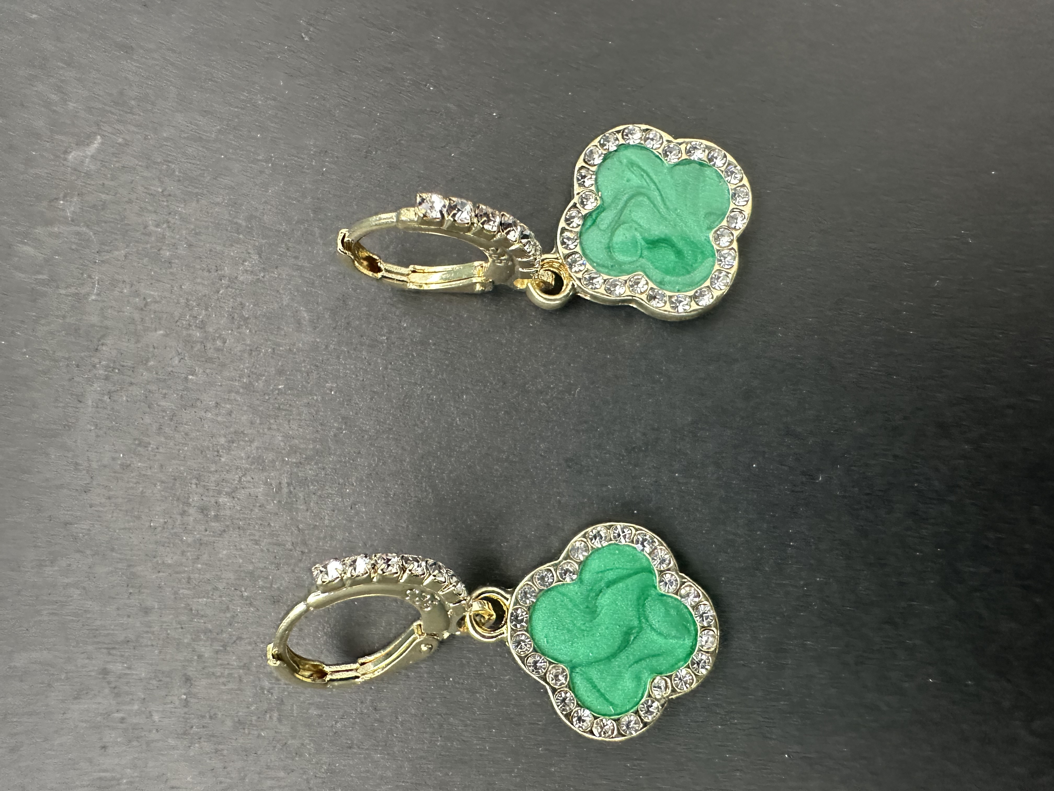 Green Clover Dangle Earrings