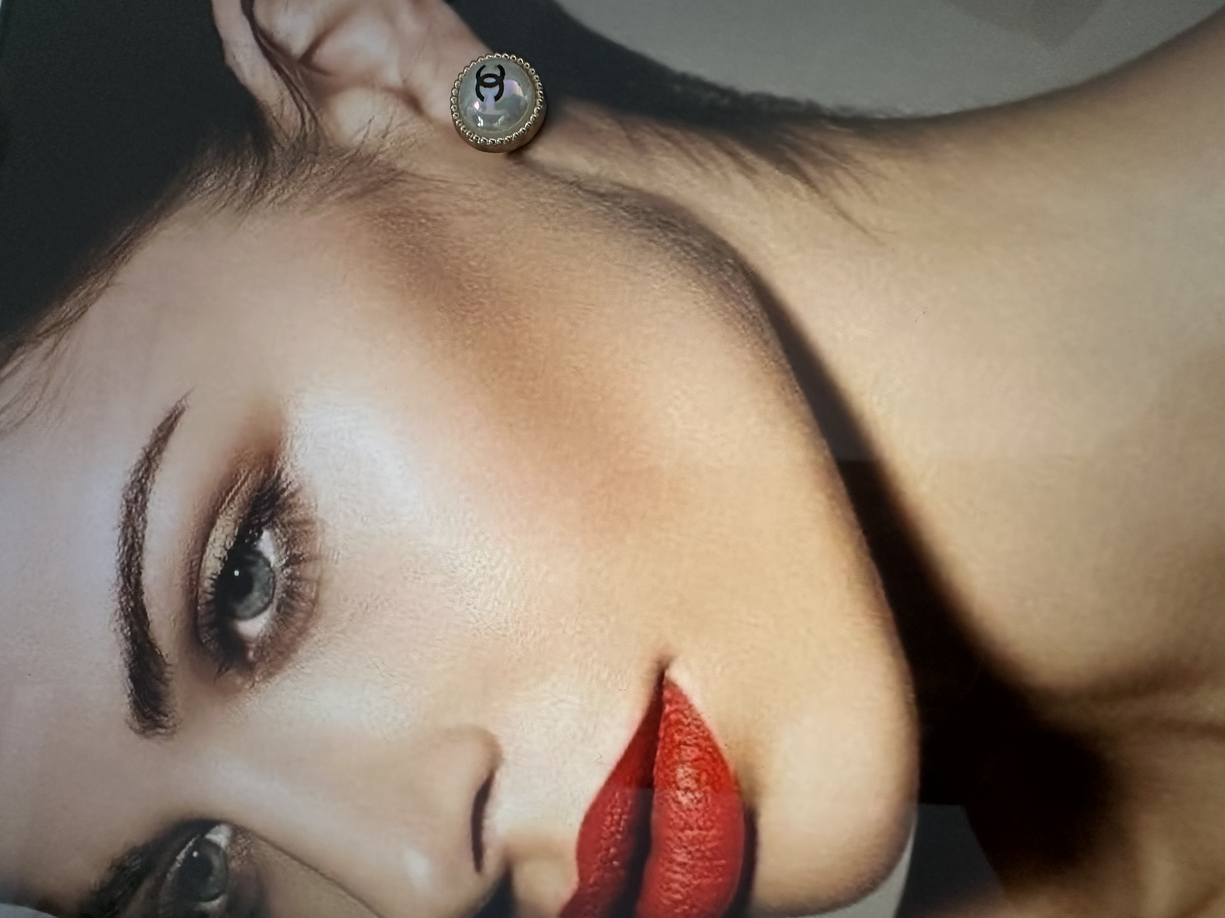 Chanel Logo Button Earrings