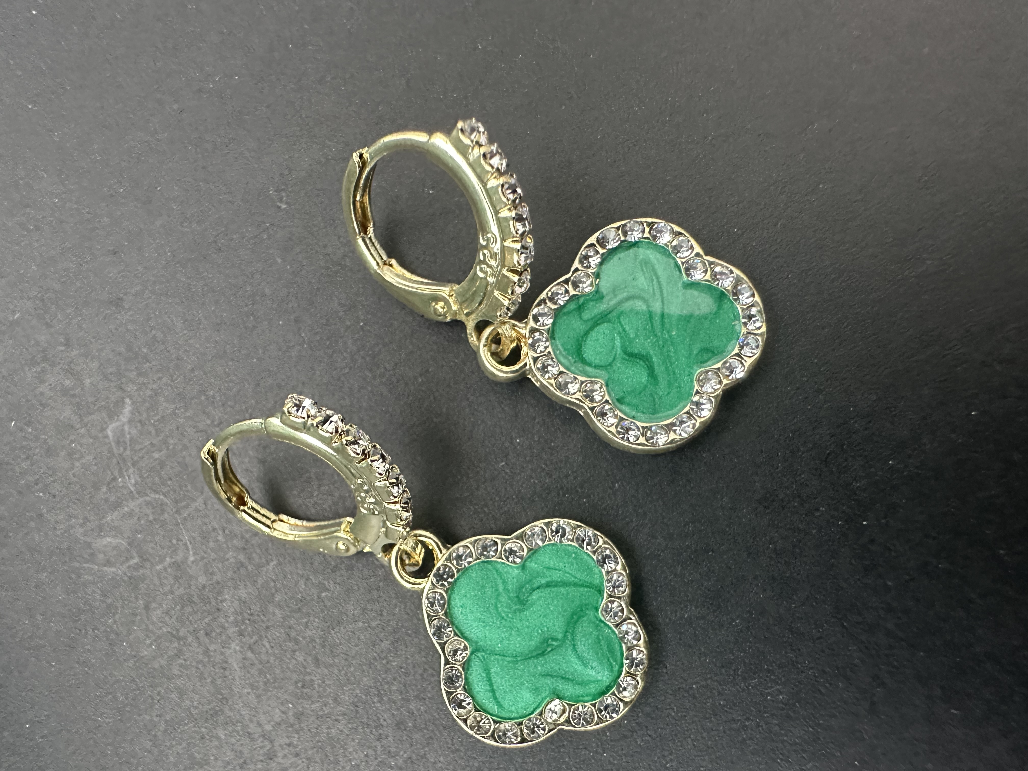 Green Clover Dangle Earrings