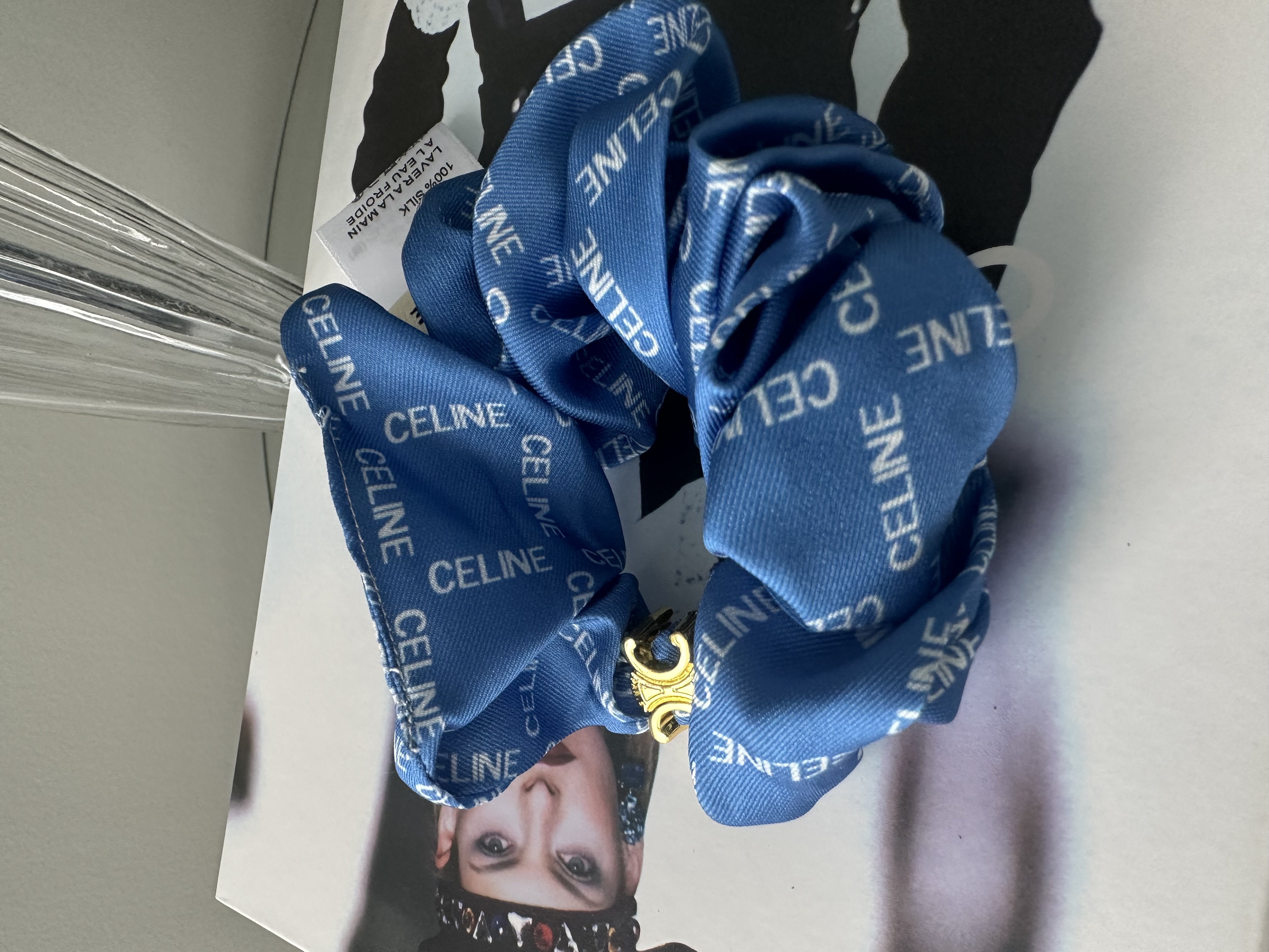CELINE Blue Logo Scrunchie