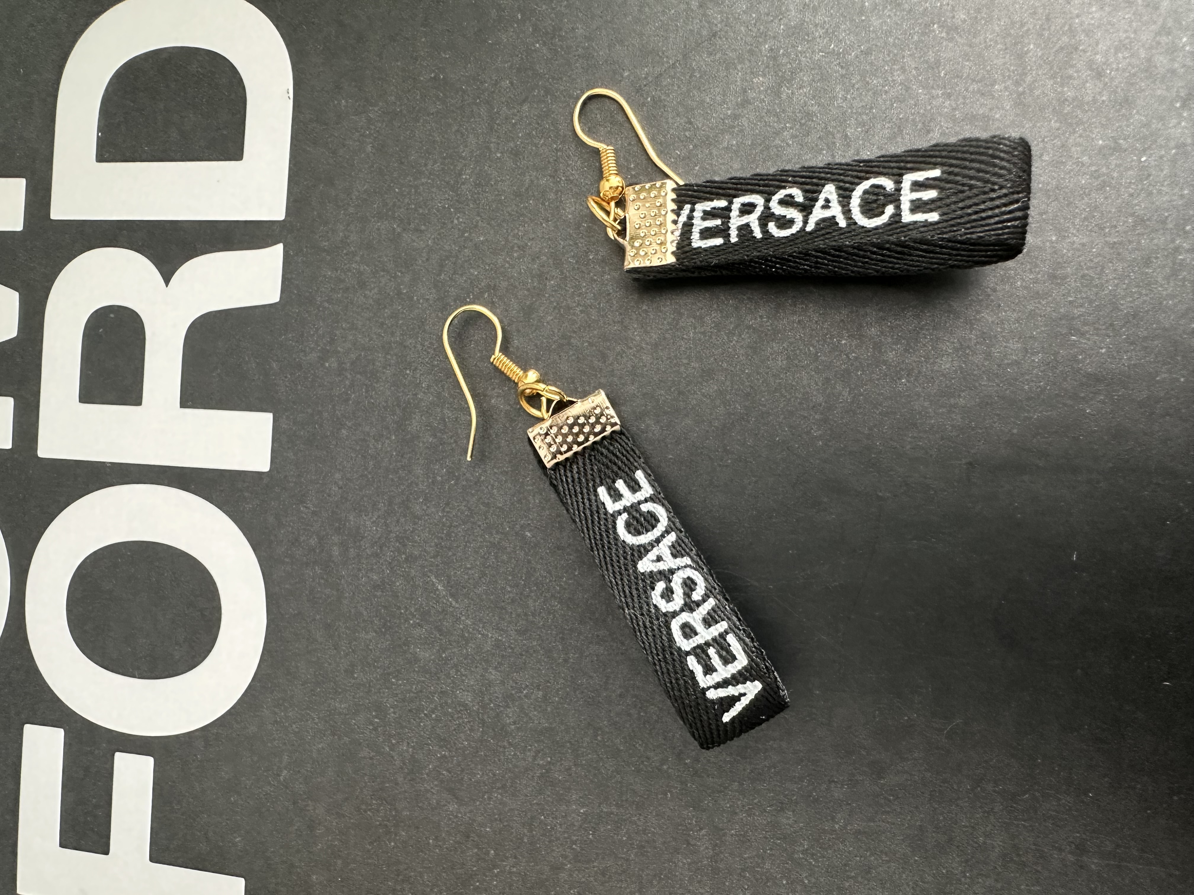 Versace Black Ribbon Earrings