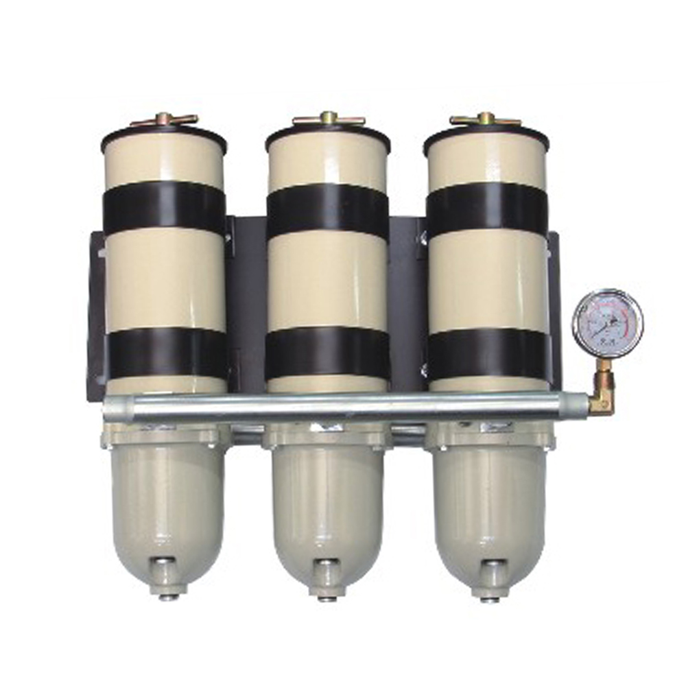 1000FG Three-Unit Straight Pipe Oil-Water Separator with Gauge for Diesel Engines & Generators