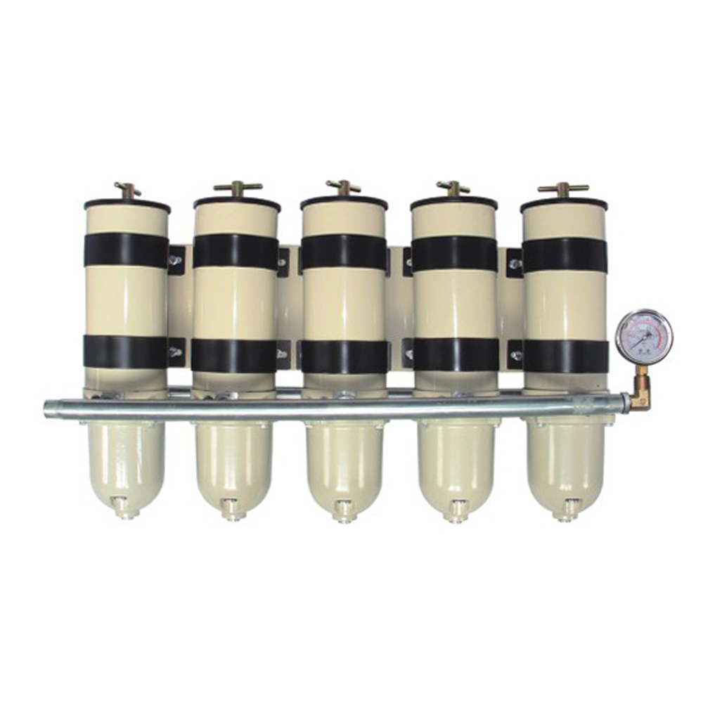1000FG Five-Unit Straight Pipe Oil-Water Separator with Gauge for Diesel Engines