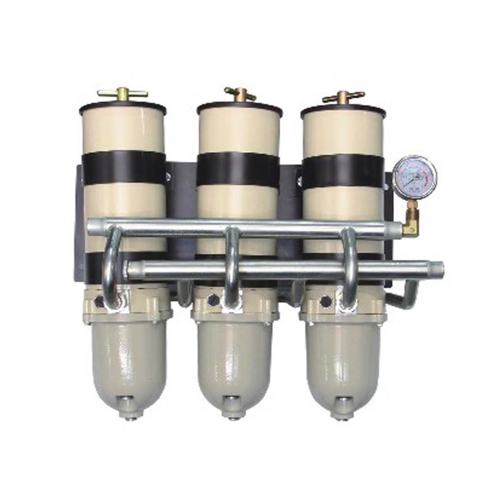 1000FG Three-Unit Elbow Pipe Oil-Water Separator with Gauge for Generators and Marine Engines