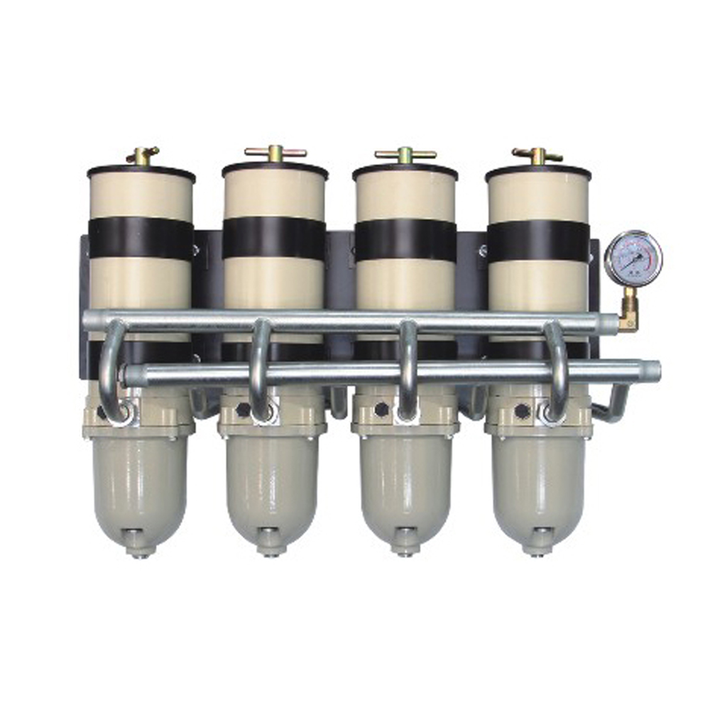 1000FG Four-Unit Elbow Pipe Oil-Water Separator with Gauge for Diesel Engines