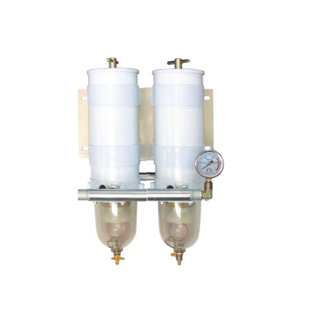 1000FG Two-Unit Straight Pipe Oil-Water Separator with Gauge for Diesel Engines & Machinery