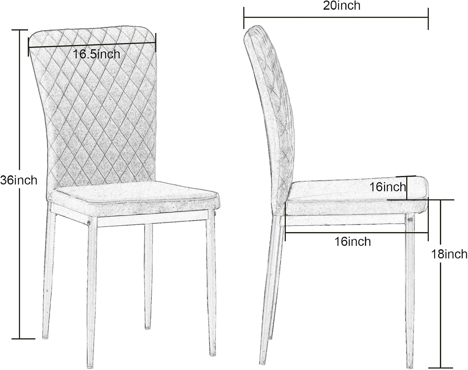 Set of 4 Living Room Chairs Dining Chairs with Velvet, High Back, Metal Frame and Modern Lattice Design for Living Room, Dining Room,Black