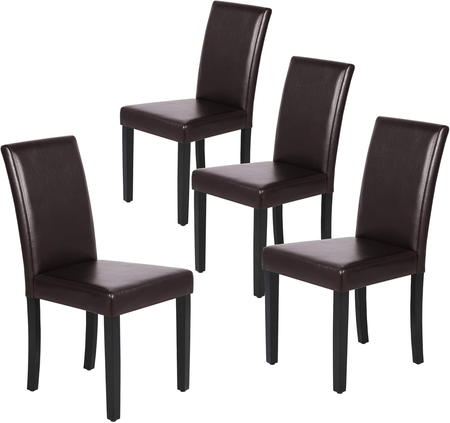 Dining Chairs Set of 4 PU Leather Dining Room Chairs with Waterproof Surface and Wood Legs for Kitchen